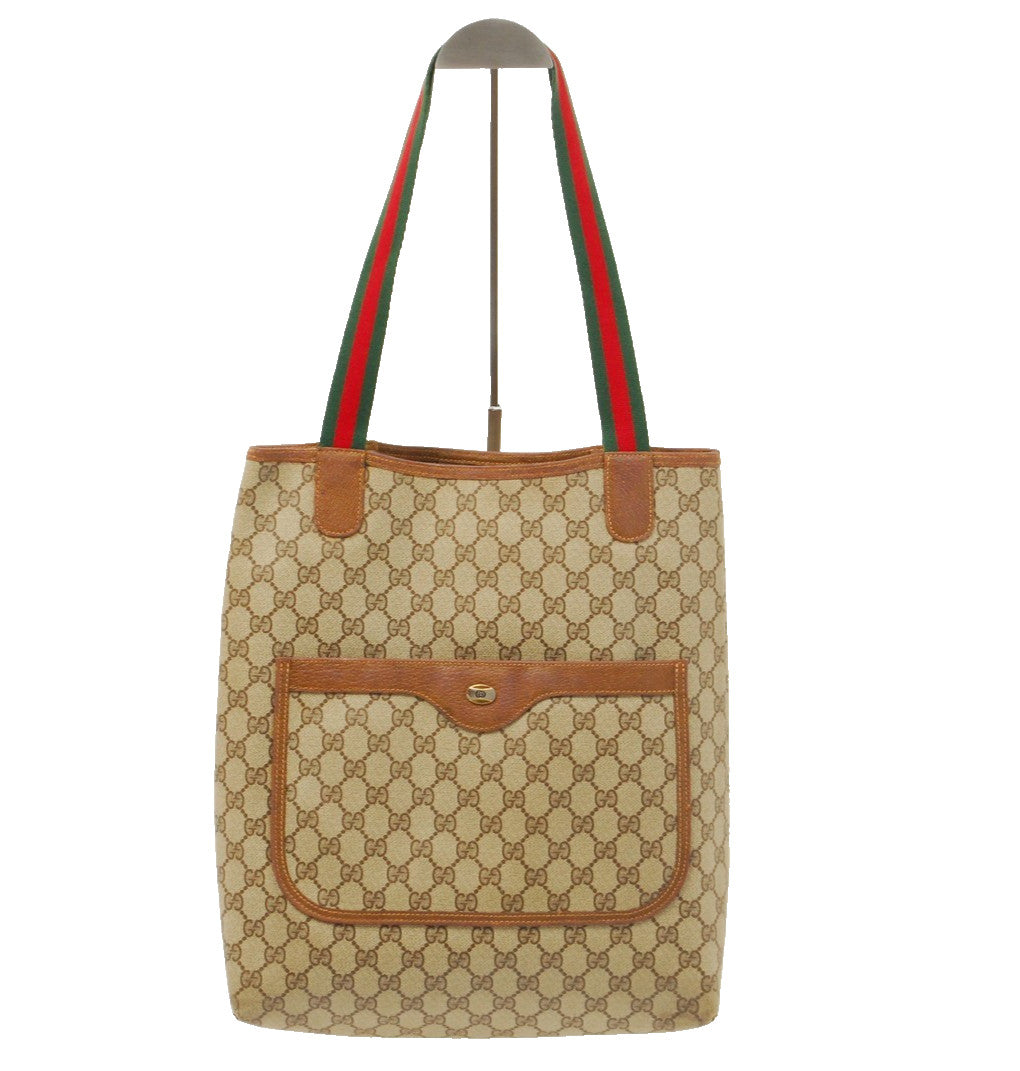 Gucci Sherry Line Shoulder Tote Handbag - Brown, PVC Leather