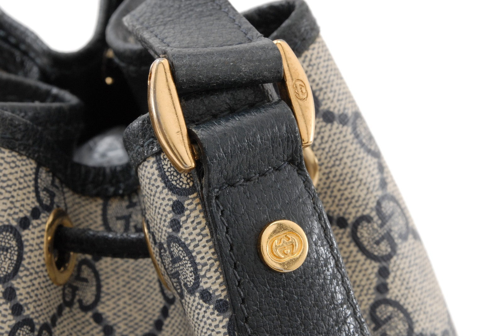 Gucci GG Bucket Bag Shoulder Bag - Navy Blue, Canvas and Leather