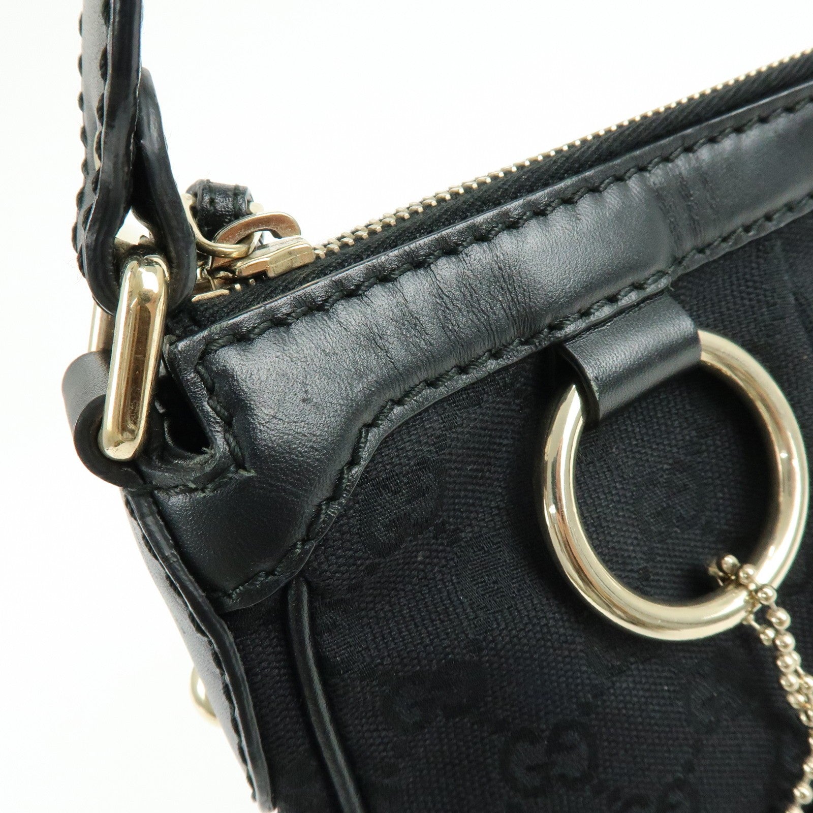 GUCCI Sukey GG Canvas Leather Shoulder Bag Black