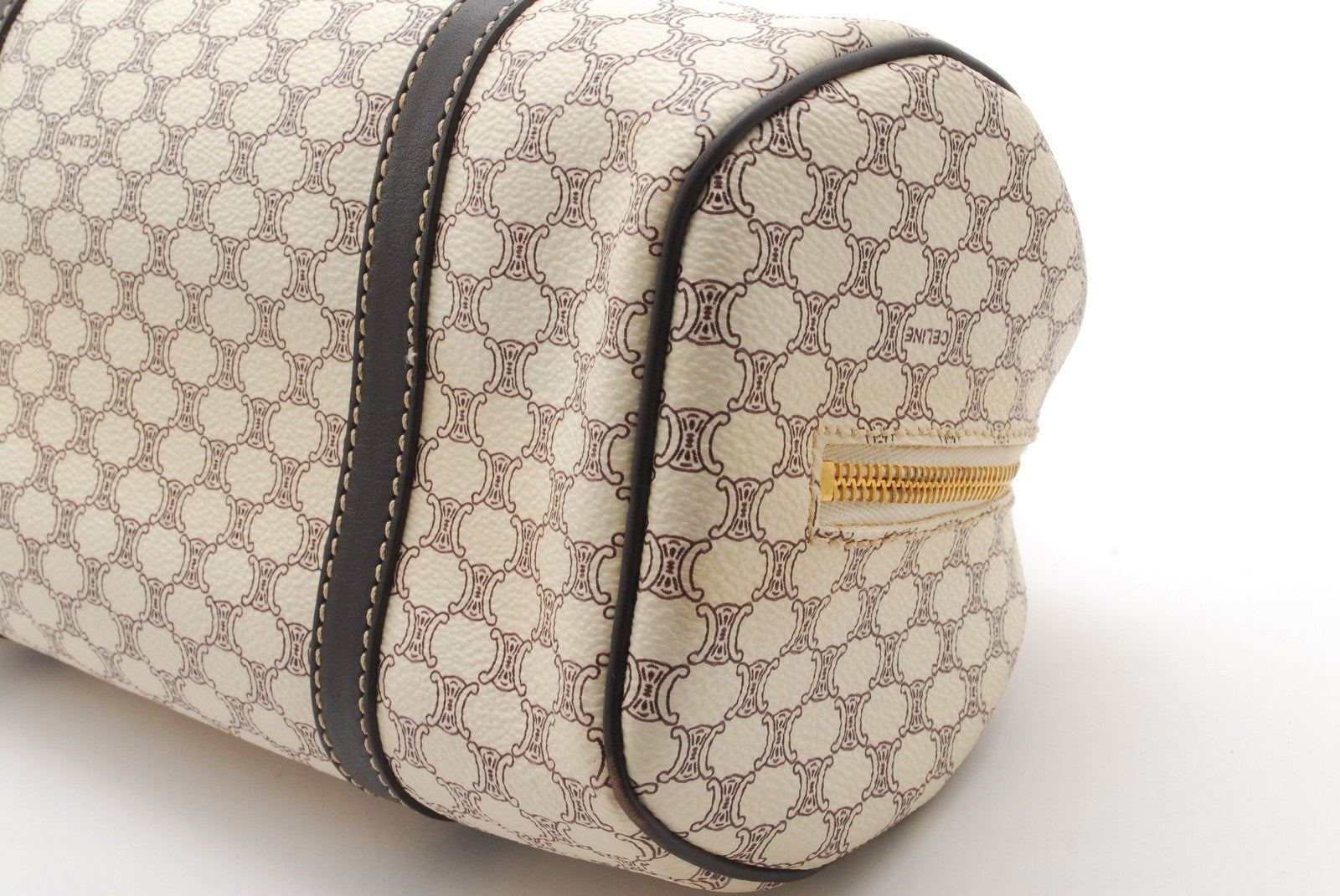 Celine Macadam Mini Boston Hand Bag - Ivory, PVC Leather