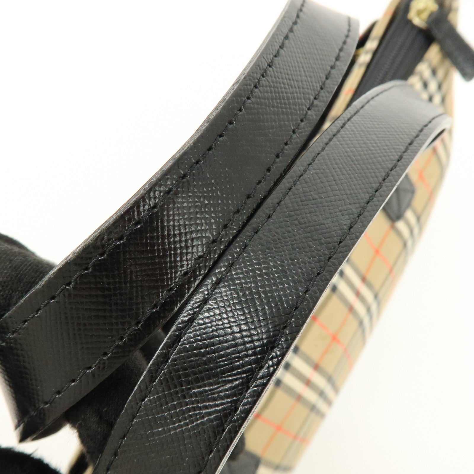 Burberry Nova Plaid Tote Bag - Brown, Black, Canvas, Leather 