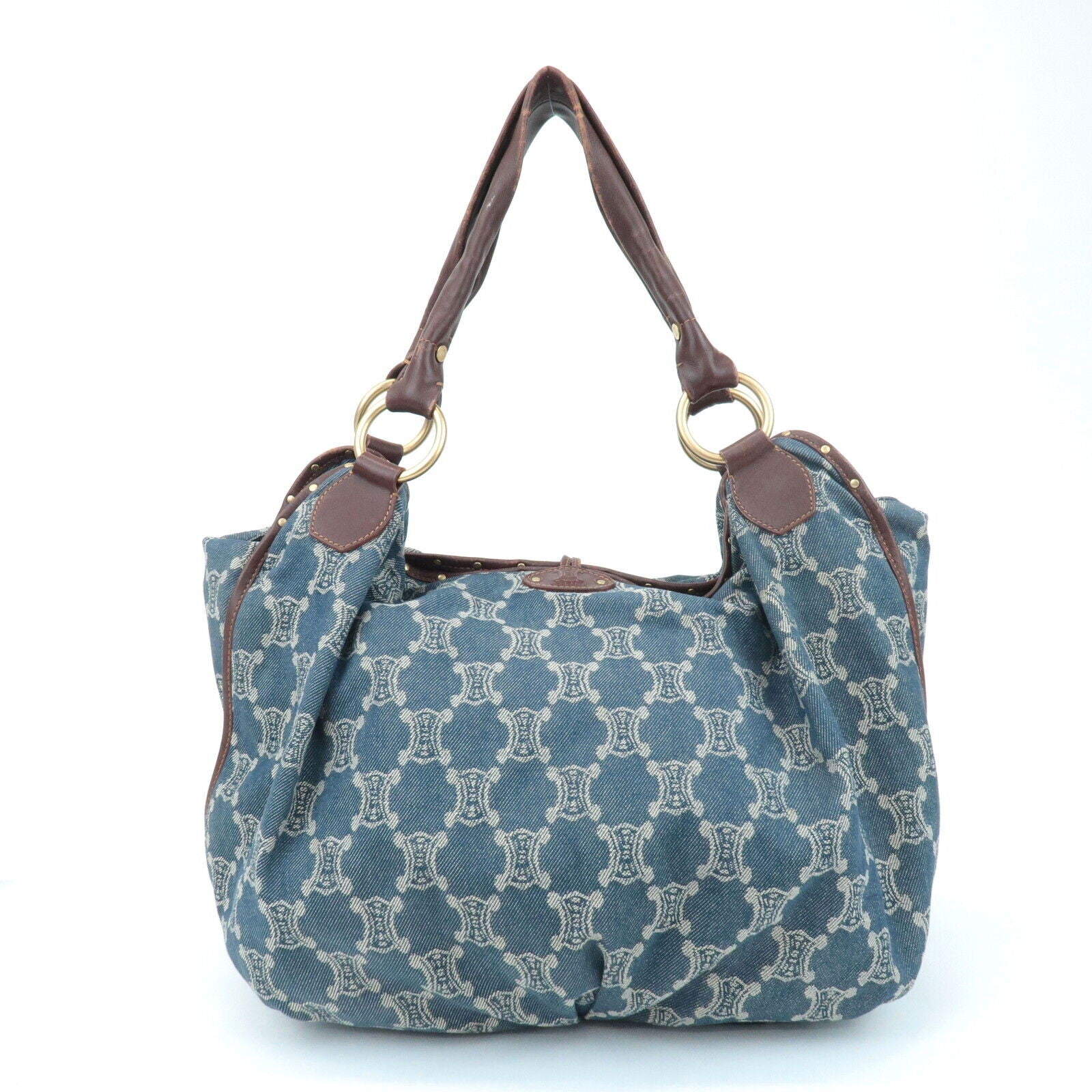 Celine Macadam Denim Leather Bitter Sweet Shoulder Bag - Blue/Brown, Denim/Leather