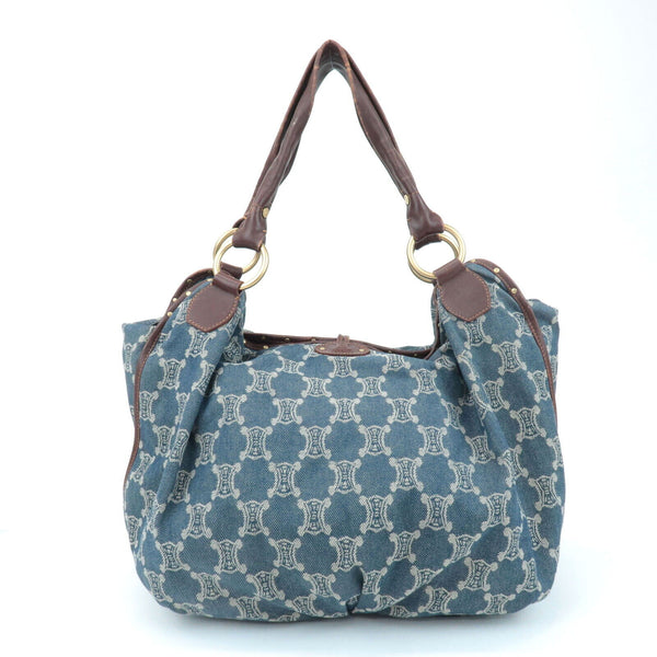 Celine Macadam Denim Leather Bitter Sweet Shoulder Bag - Blue/Brown, Denim/Leather