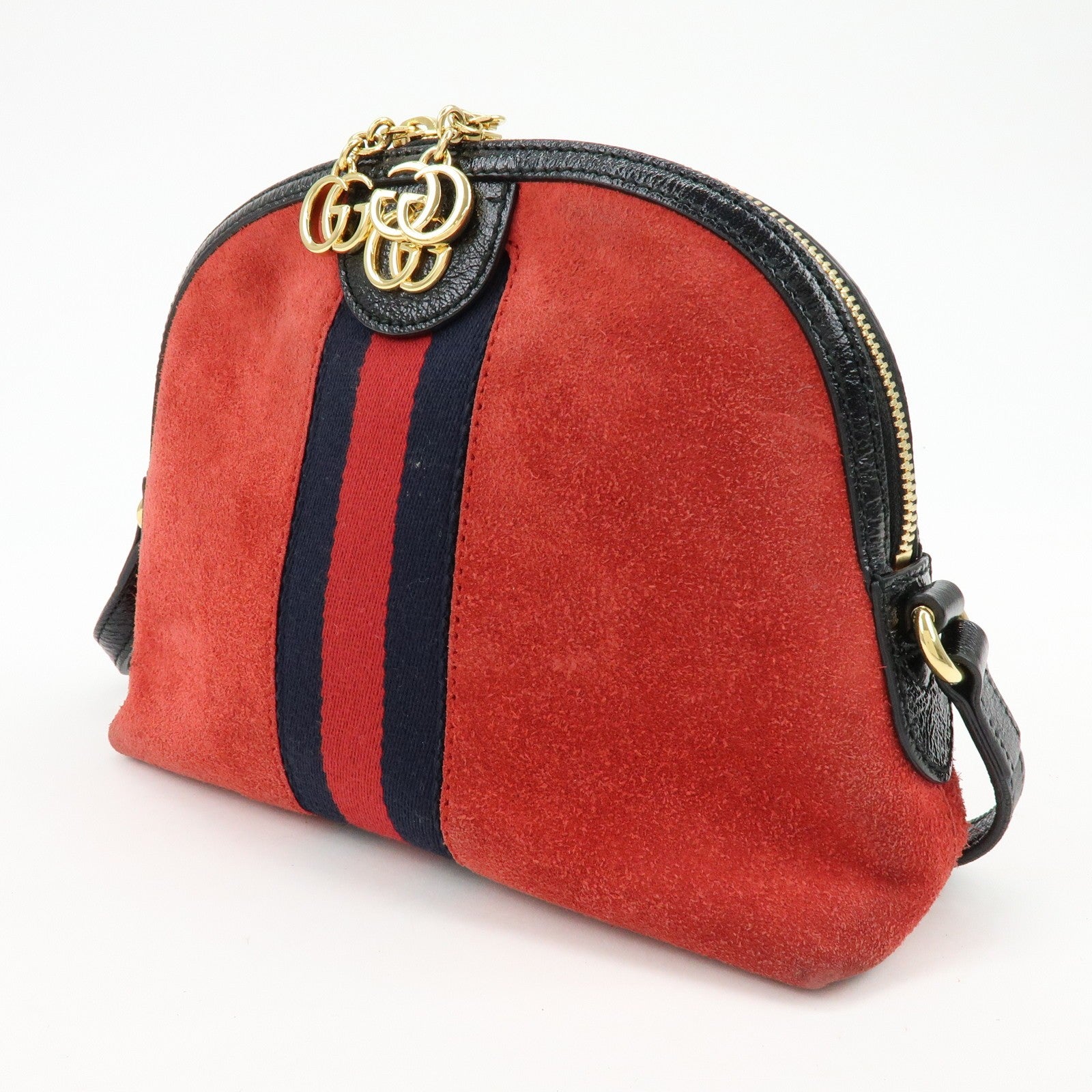 Gucci Suede Shoulder Crossbody Bag - Red Navy, Suede
