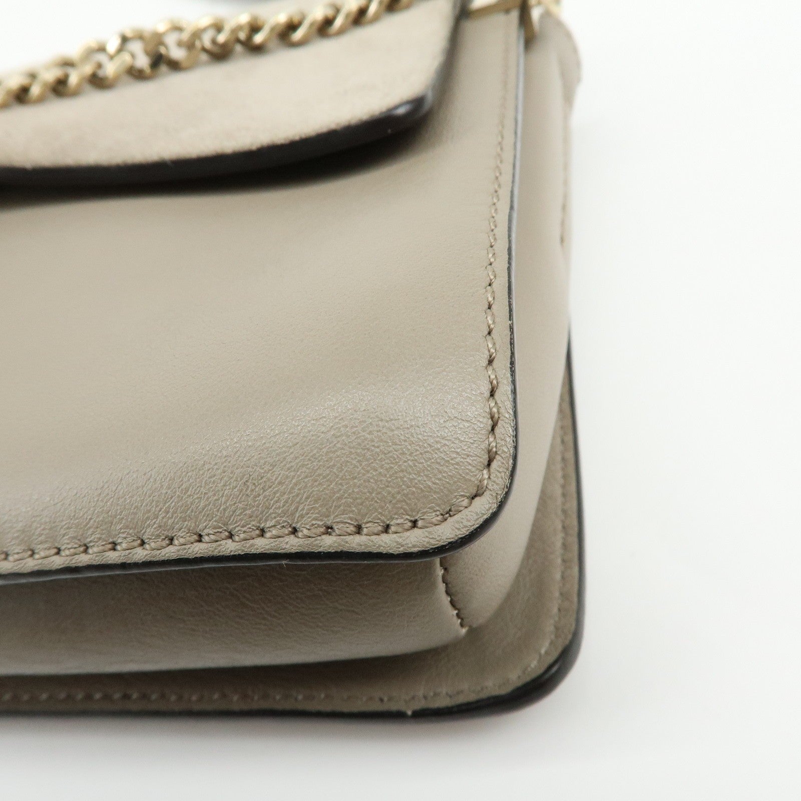 Chloe Faye Shoulder Bag - Greige, Suede Leather