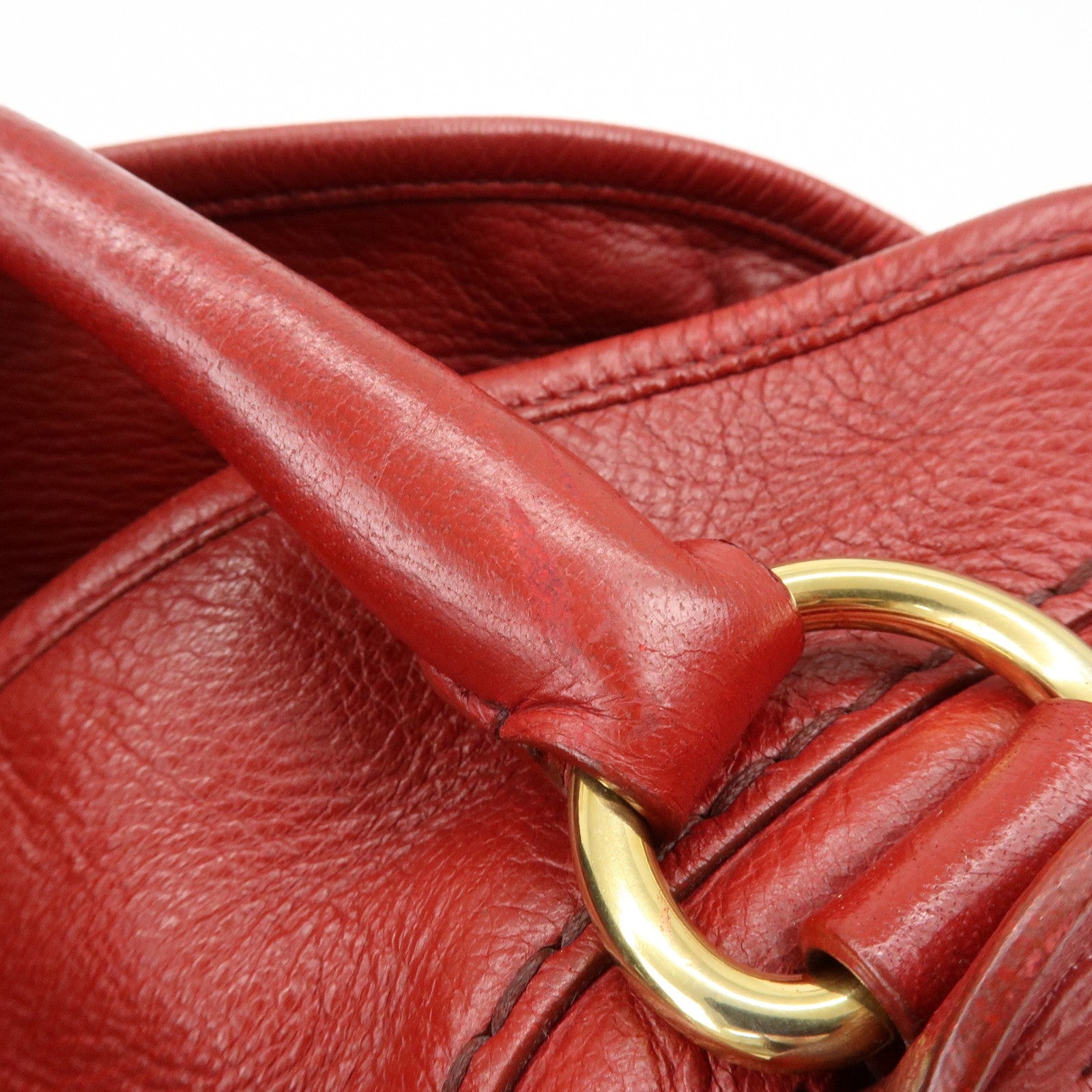 Prada Cervo Shine Leather Bowler Bag 2Way Tote Bag - Red, Leather