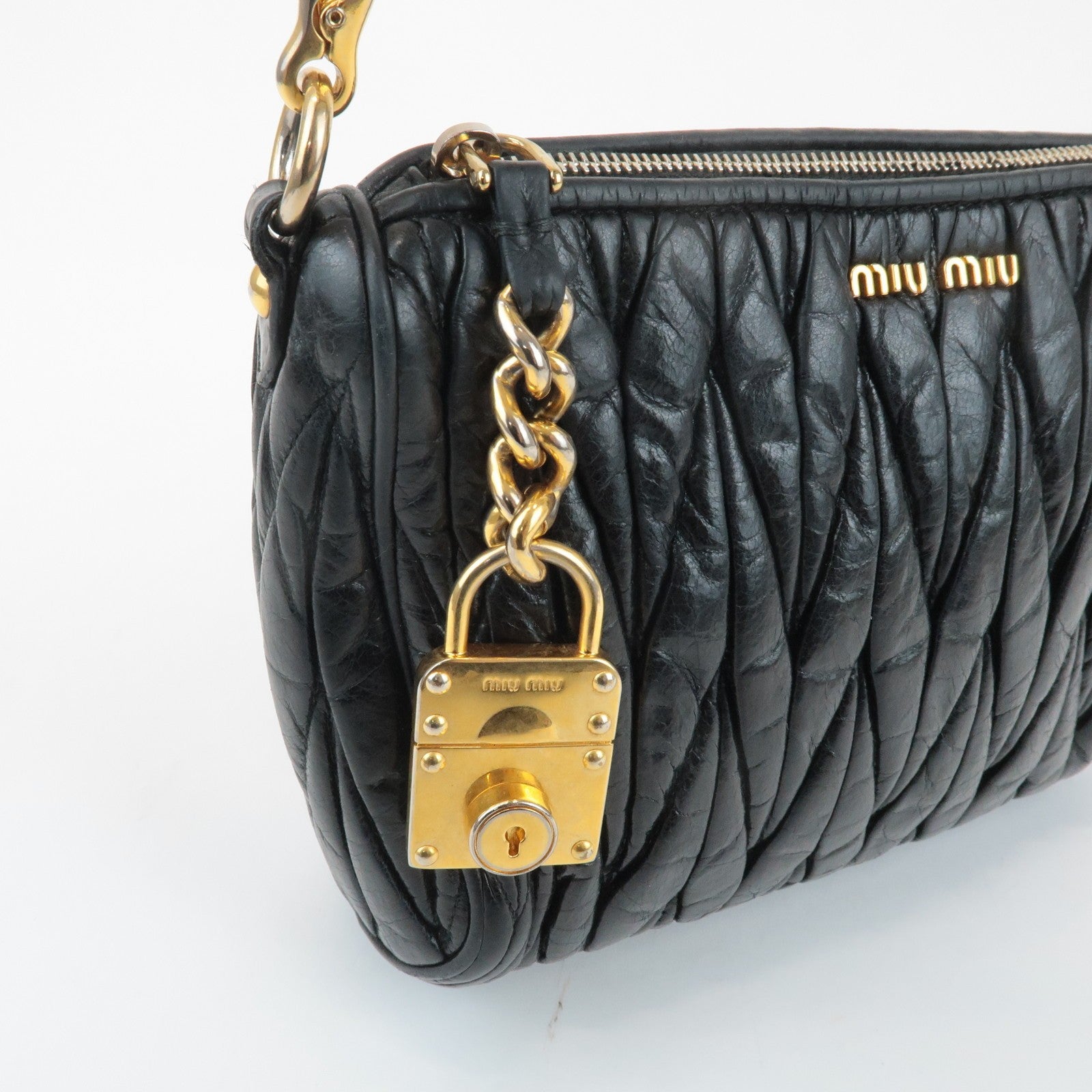 Miu Miu Matelasse Shoulder Bag - Black, Leather