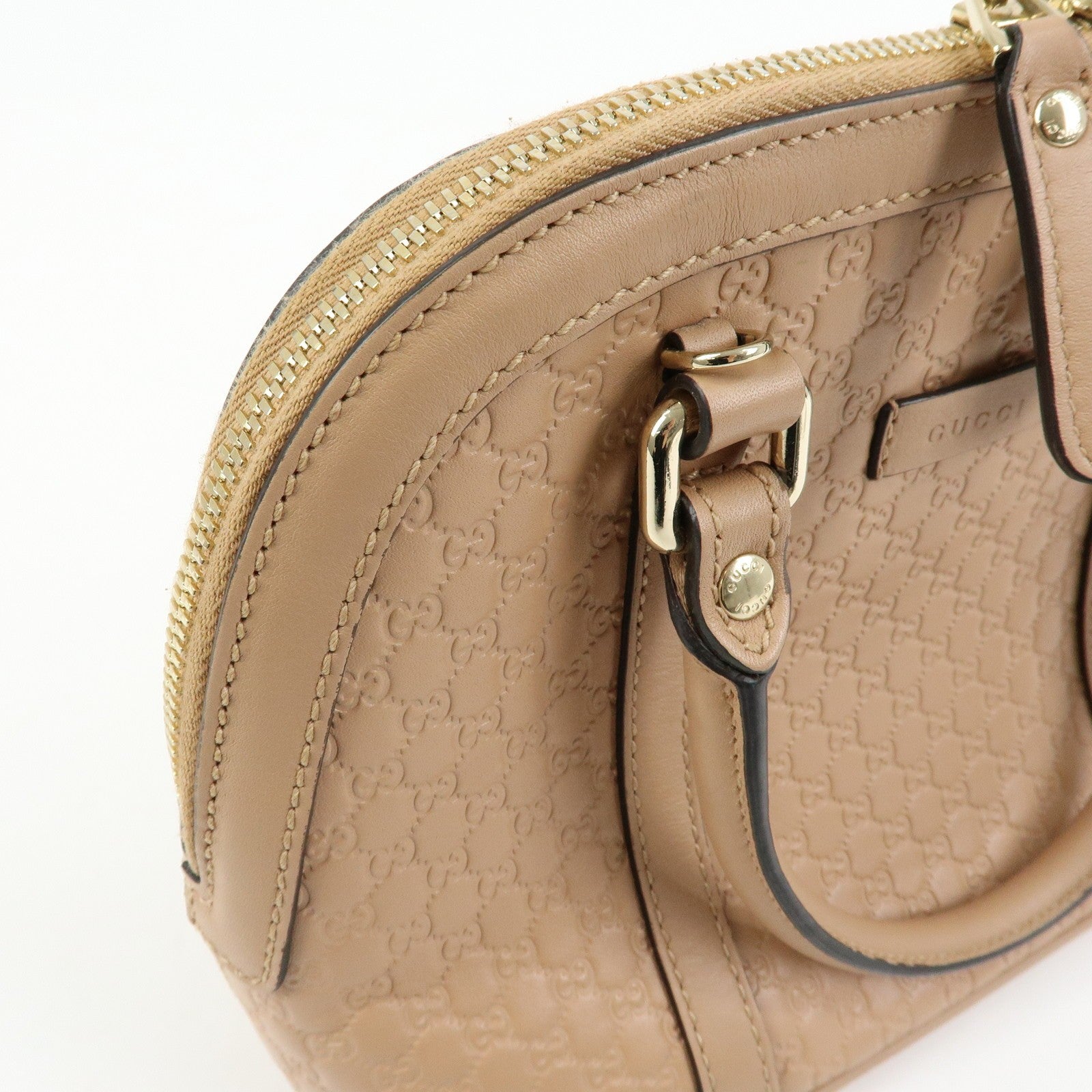 GUCCI Microguccissima Leather Bag Hand Bag Beige