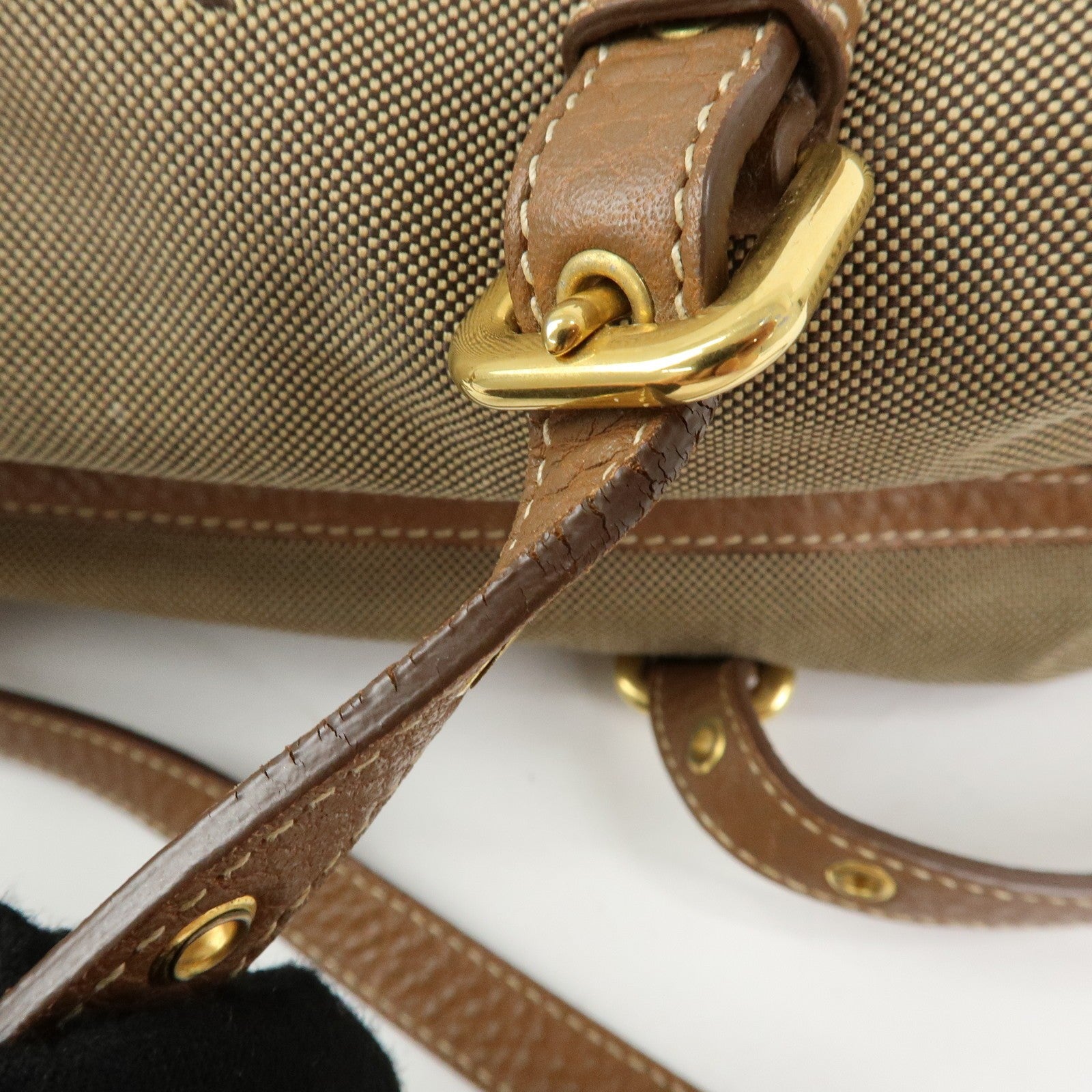 Prada Boston Bag - Beige, Canvas and Leather