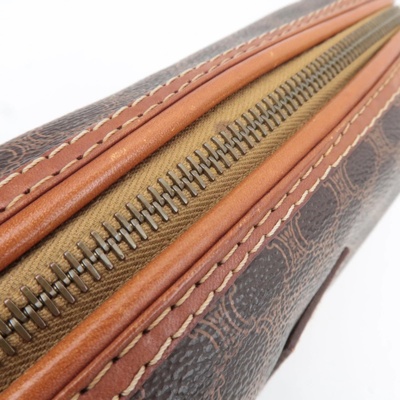 Celine Macadam Cosmetic Pouch - Brown, PVC Leather 