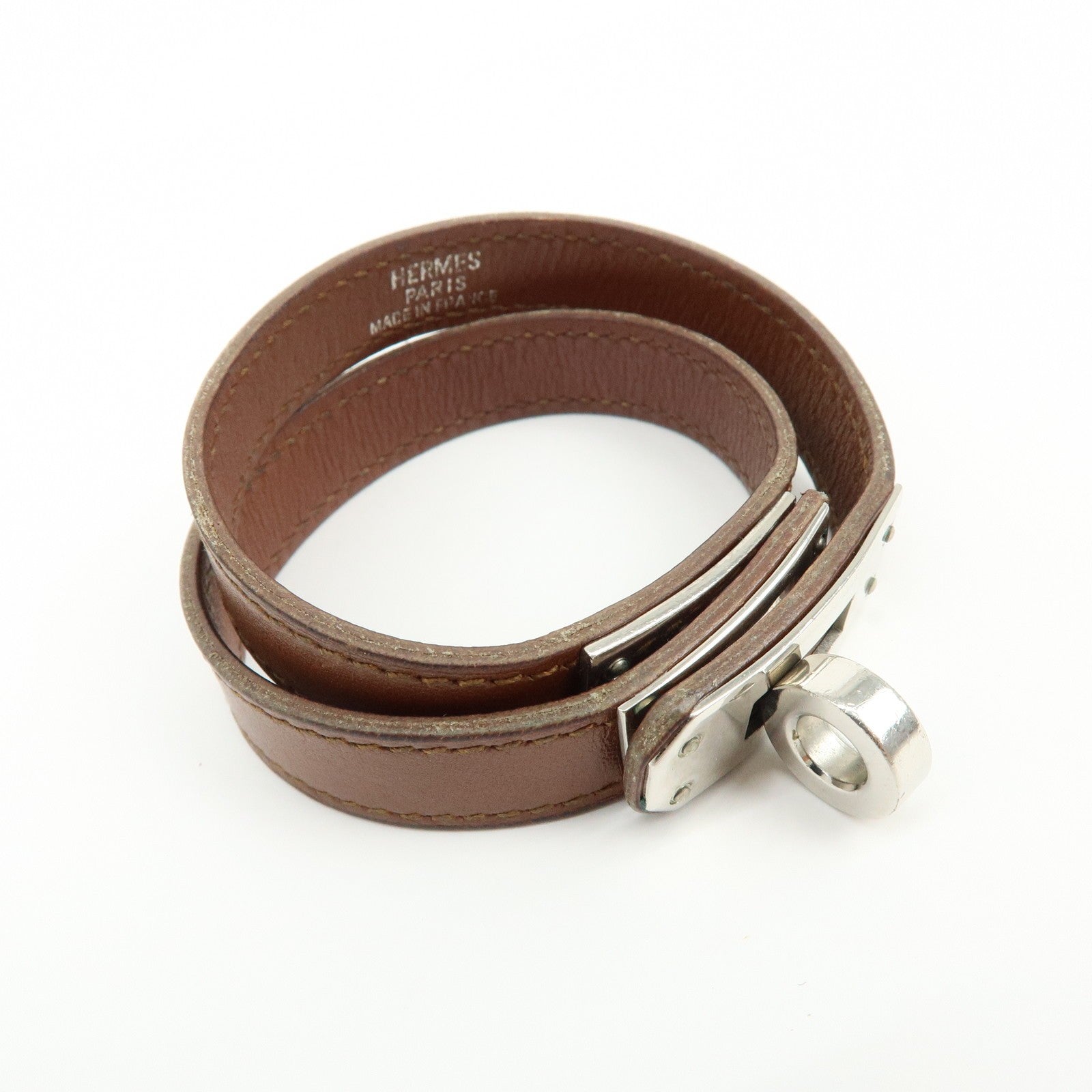 Hermès Kelly Double Tour Bracelet - Brown, Silver, Leather