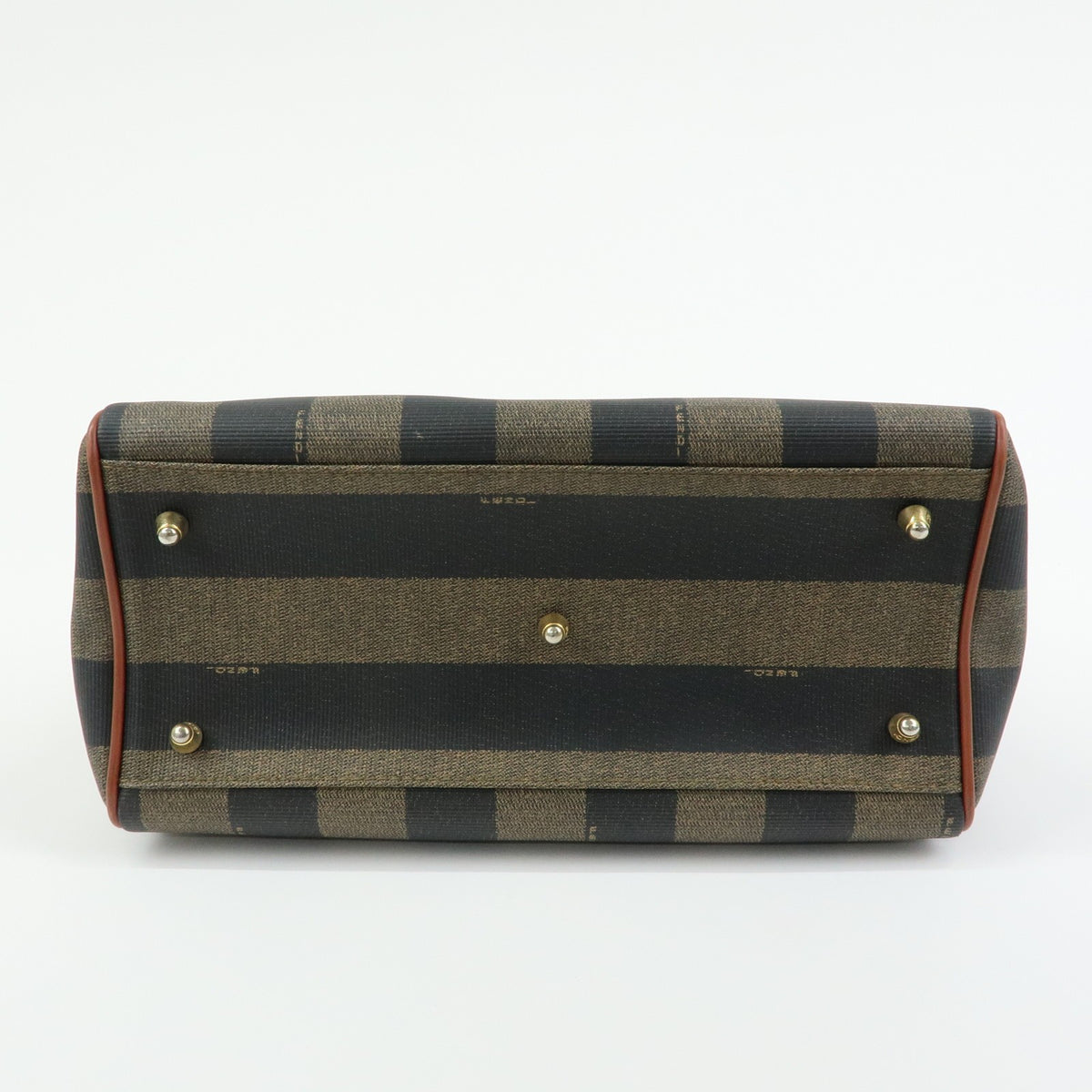 Fendi Pequin Boston Bag - Brown Beige Black, PVC Leather