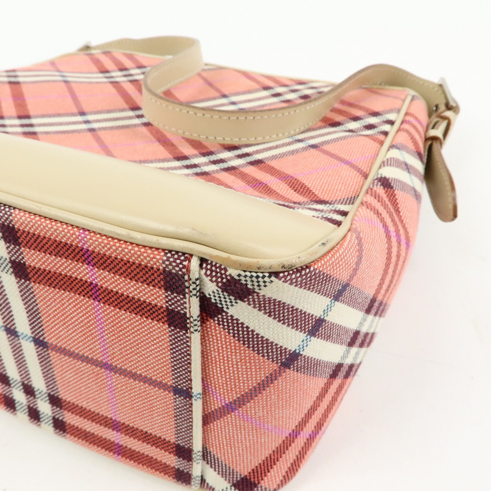 Burberry Shoulder Bag - Pink, Beige, Canvas, Leather