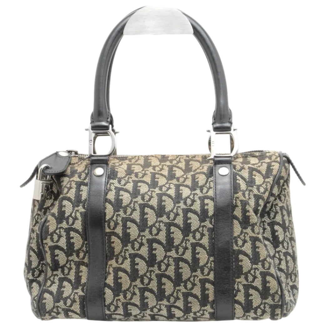Christian Dior Trotter Boston Bag - Navy Black, Canvas Leather
