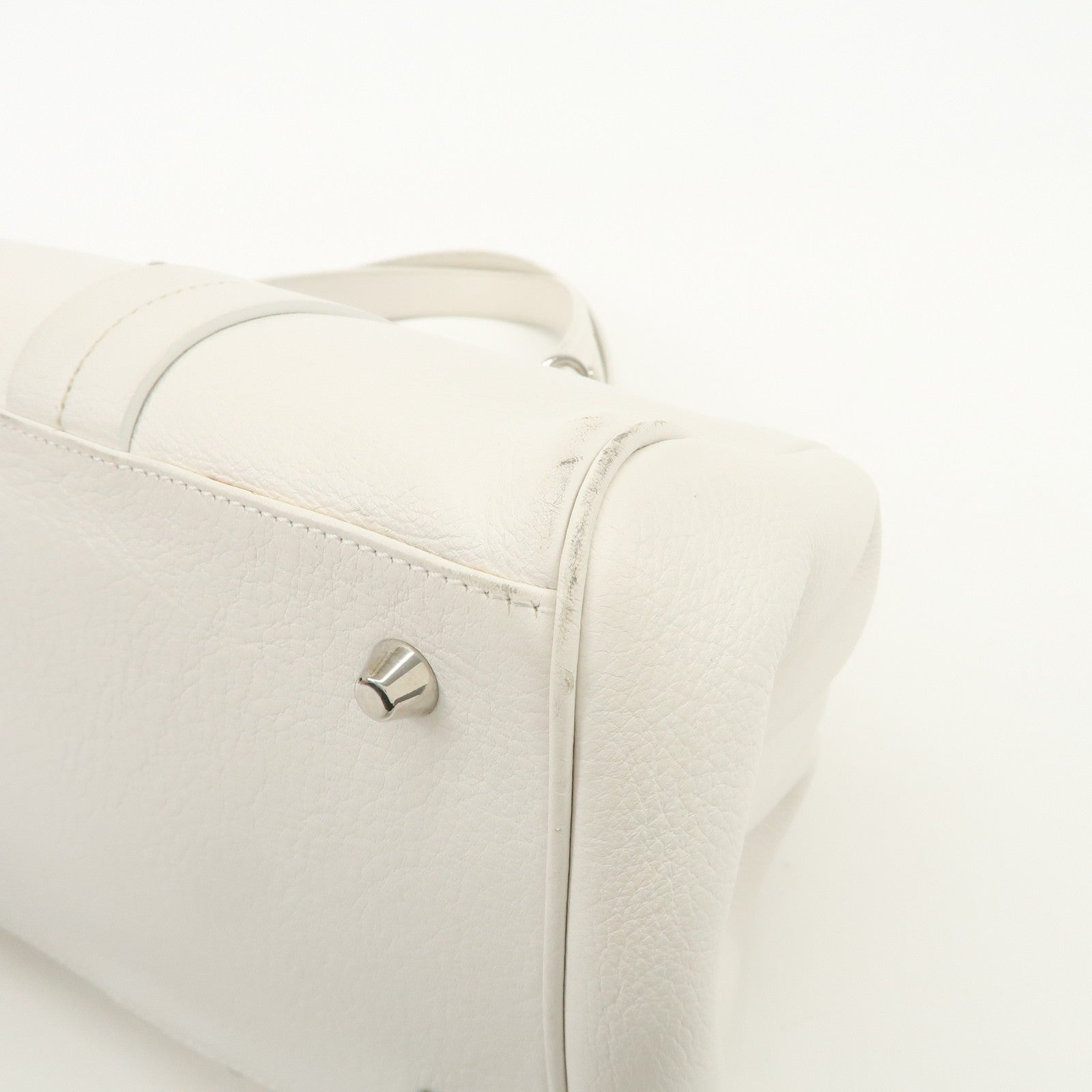 Christian Dior Logo Hand Bag - White, Leather