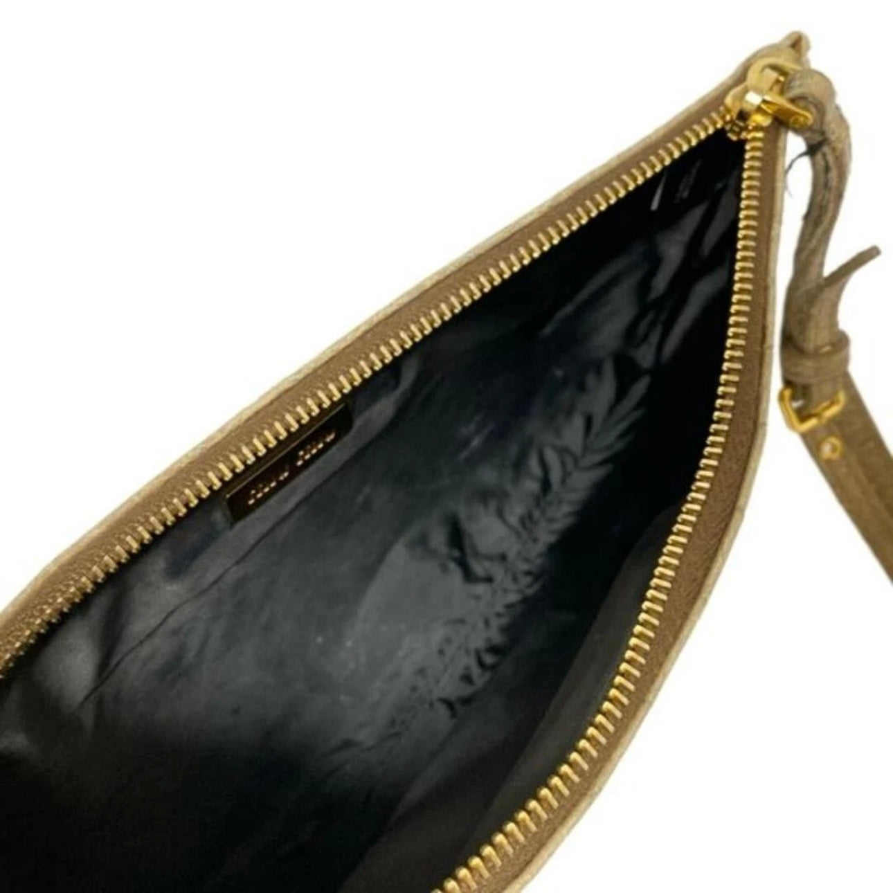 Miu Miu Beige Embossed Croco Leather Clutch