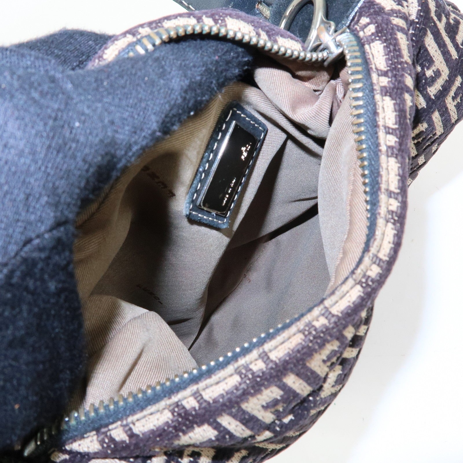 Fendi Shoulder Bag - Black and Beige, Jacquard Canvas and Suede