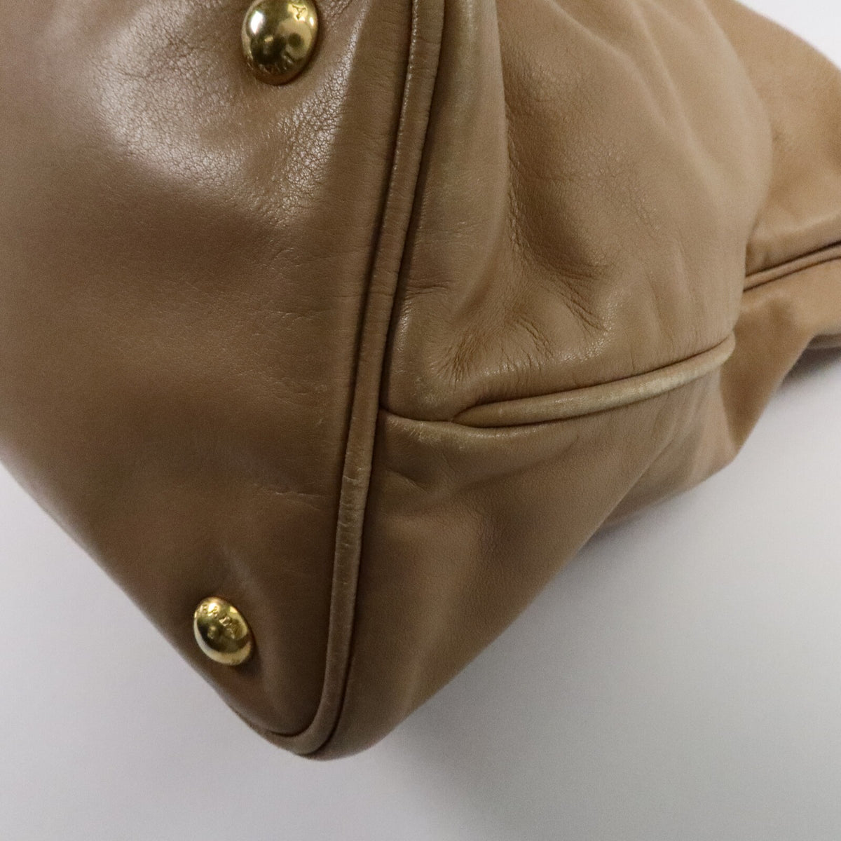 Prada GHW 2 Way Shoulder Bag - Beige, Calfskin Leather