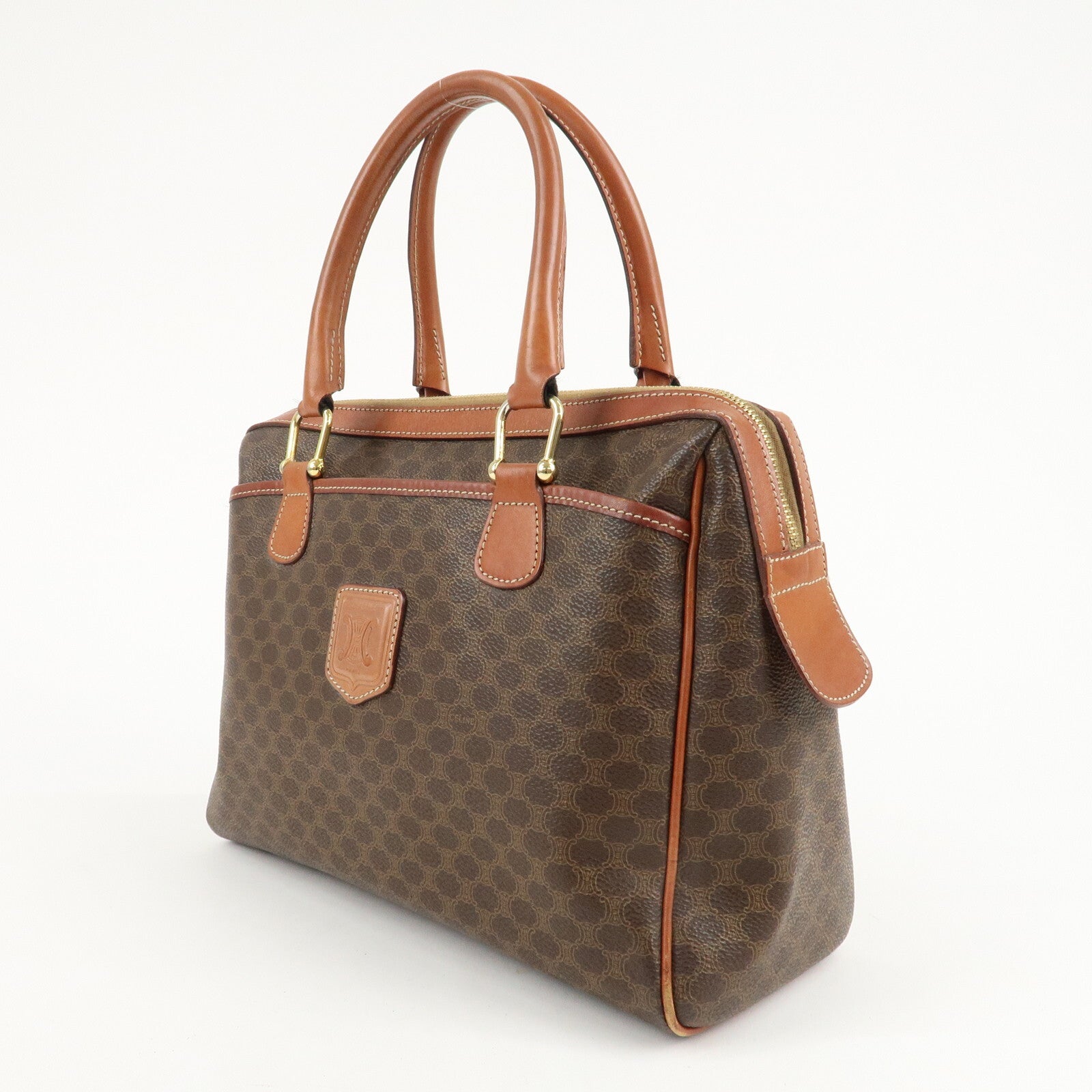 Celine Macadam PVC Leather Boston Bag - Brown, PVC, Leather