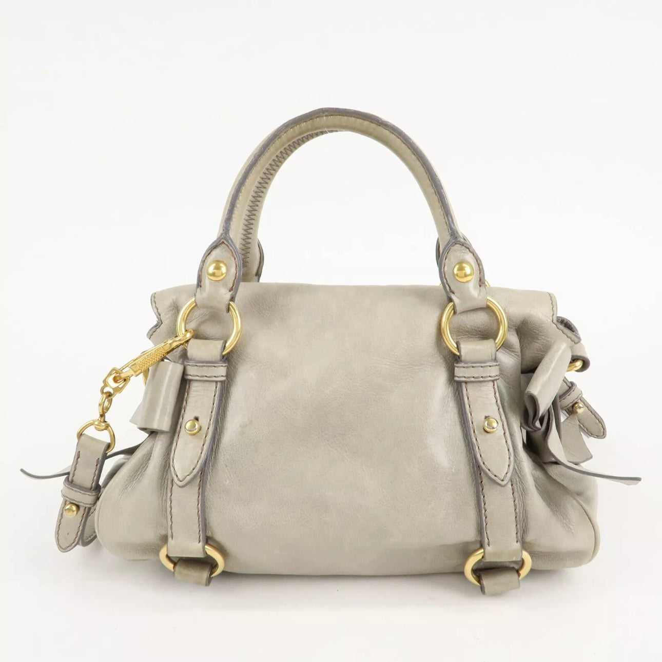 MIU MIU Leather Hand& Shoulder Bag Beige
