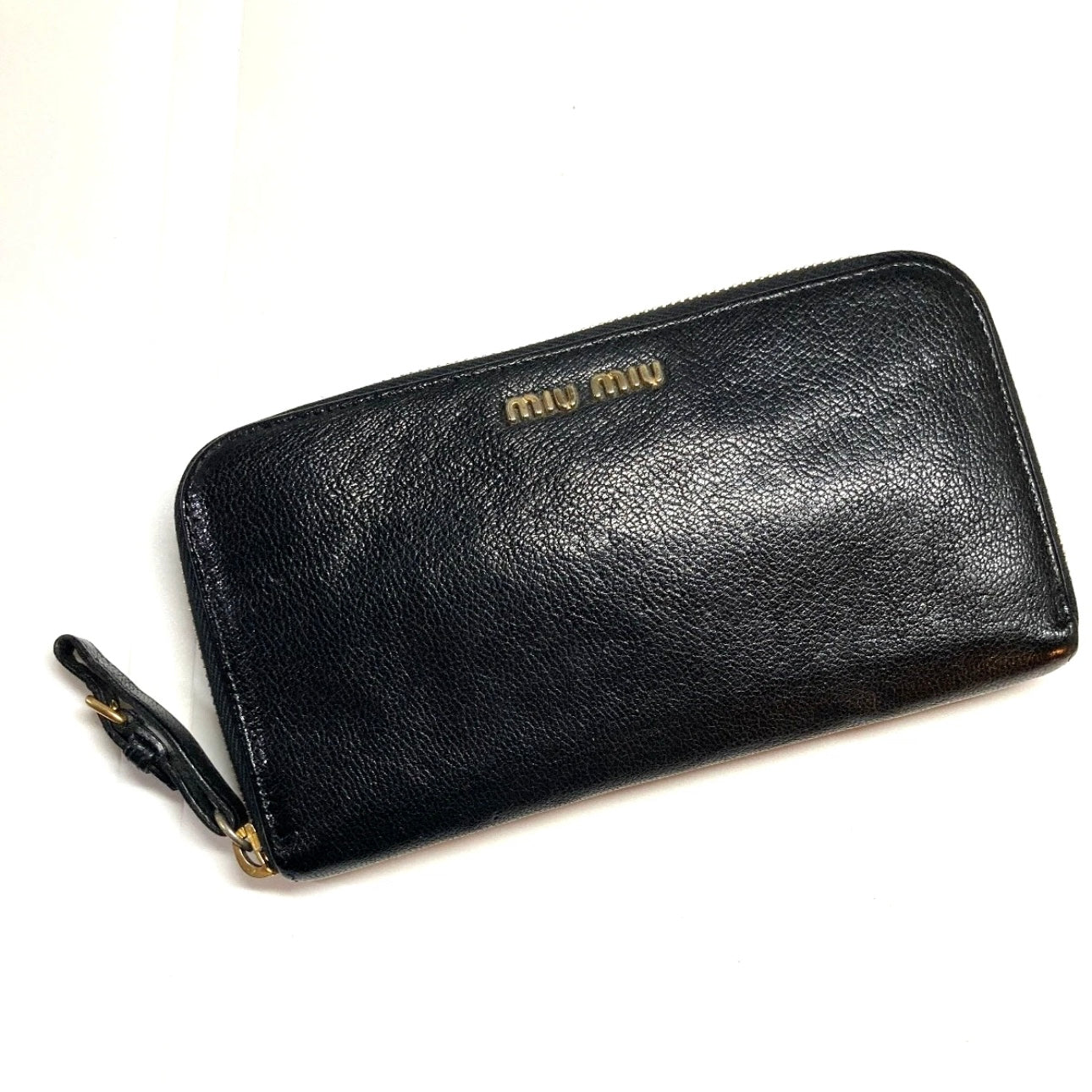MIU MIU VINTAGE ZIP AROUND EMBOSSED LEATHER LONG WALLET