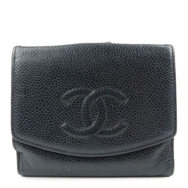 CHANEL COCO Mark Compact Wallet - Black, Caviarskin 