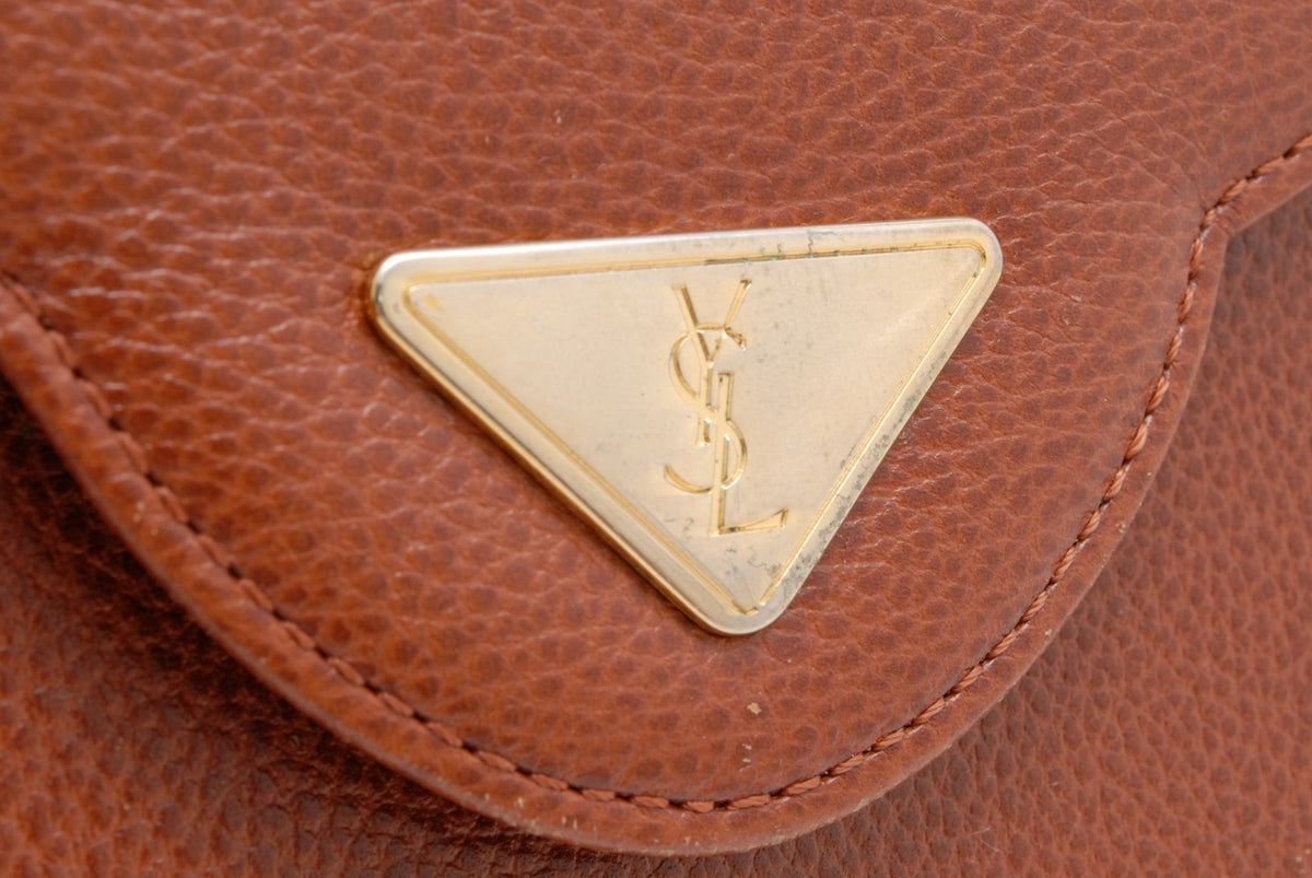 Saint Laurent Yves Saint Laurent Envelope Clutch Bag - Brown, Leather