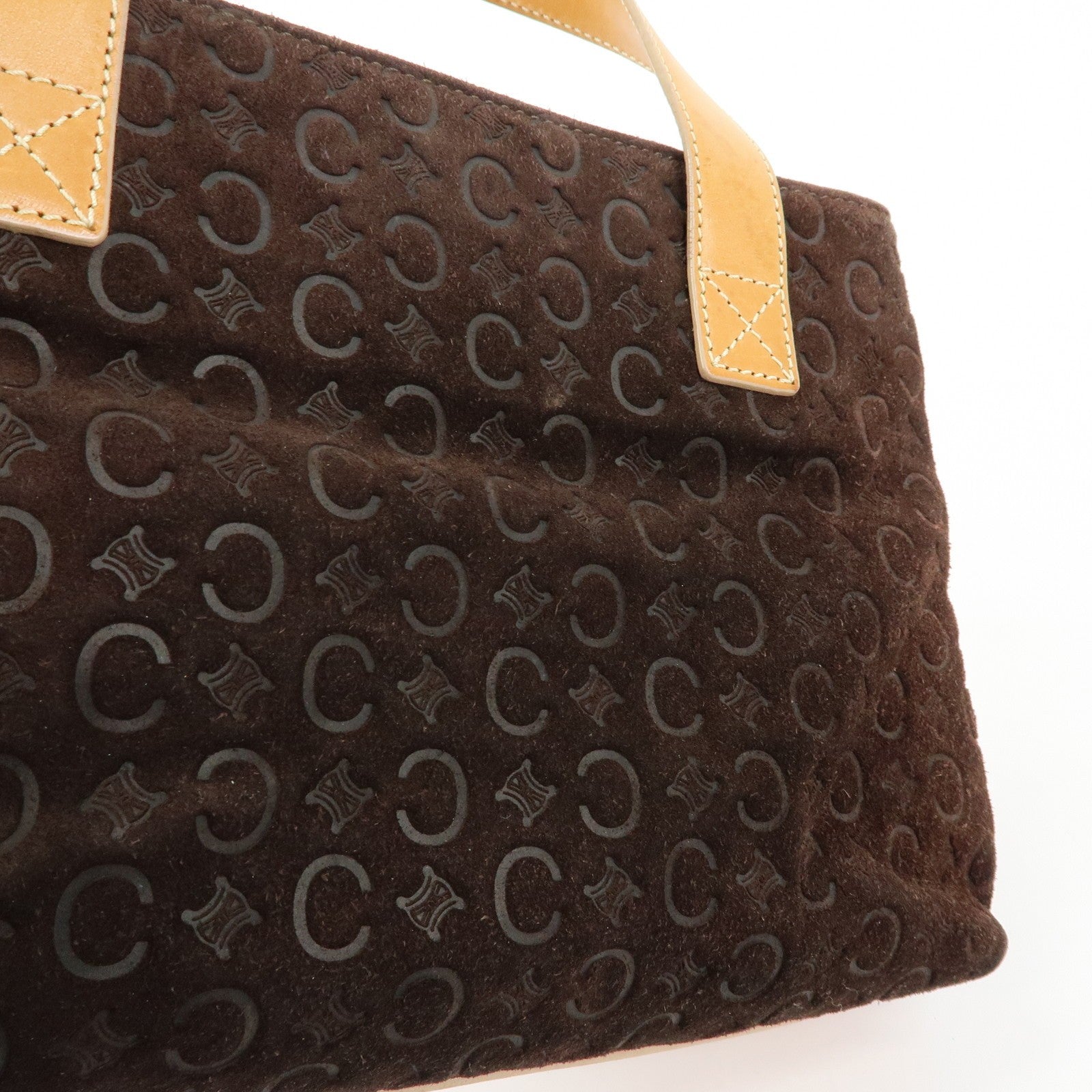 Celine C Macadam Hand Bag - Dark Brown, Suede Leather