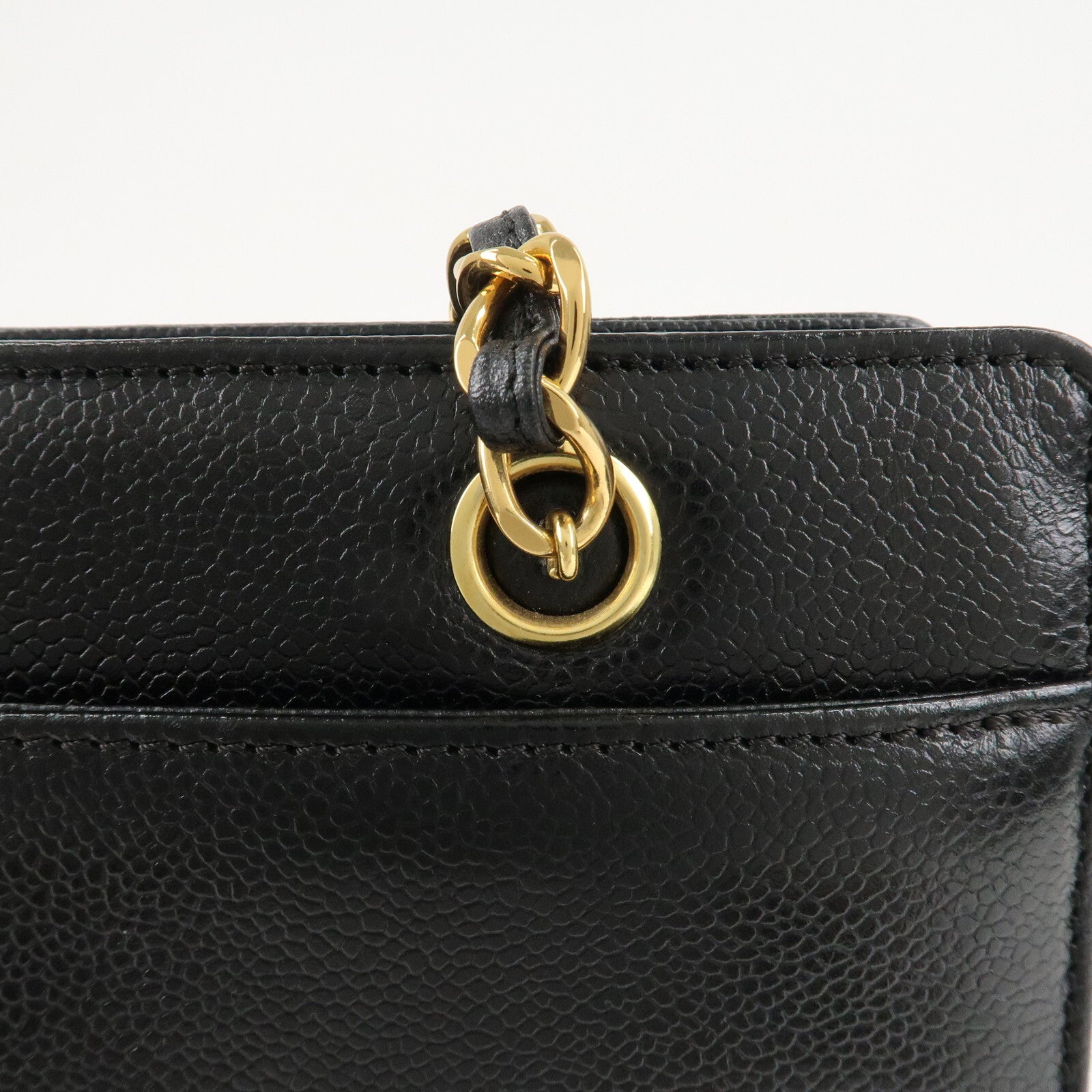 Chanel COCO Mark Caviar Skin Chain Tote Bag - Black/Gold, Caviar Skin