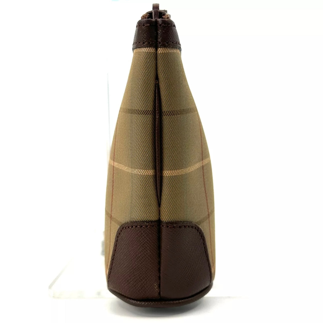 BURBERRY Nova Check Pouch Brown Leather
