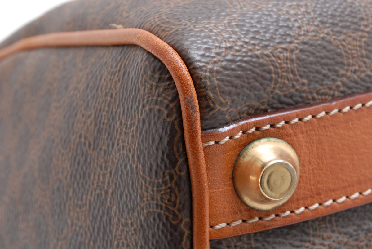 Celine Macadam Boston Handbag - Brown, PVC Leather