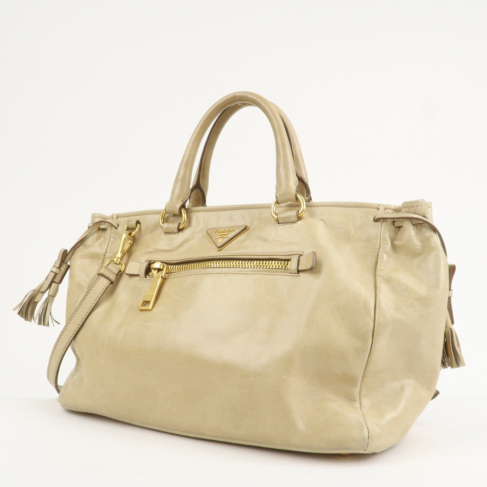 Prada Vitelloshine Handbag - Beige, Leather 