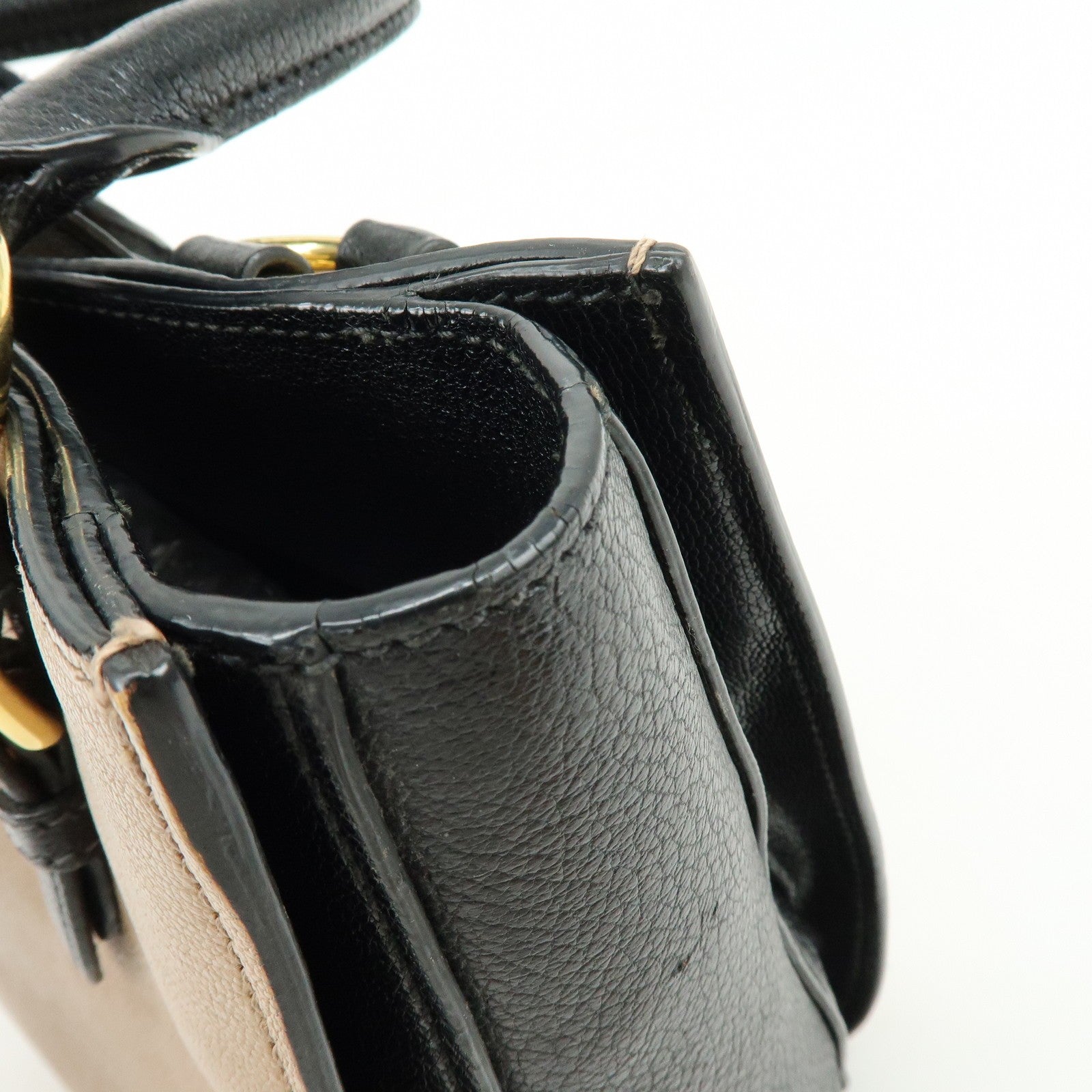 Miu Miu Hand Bag - Beige Black, Madras Leather