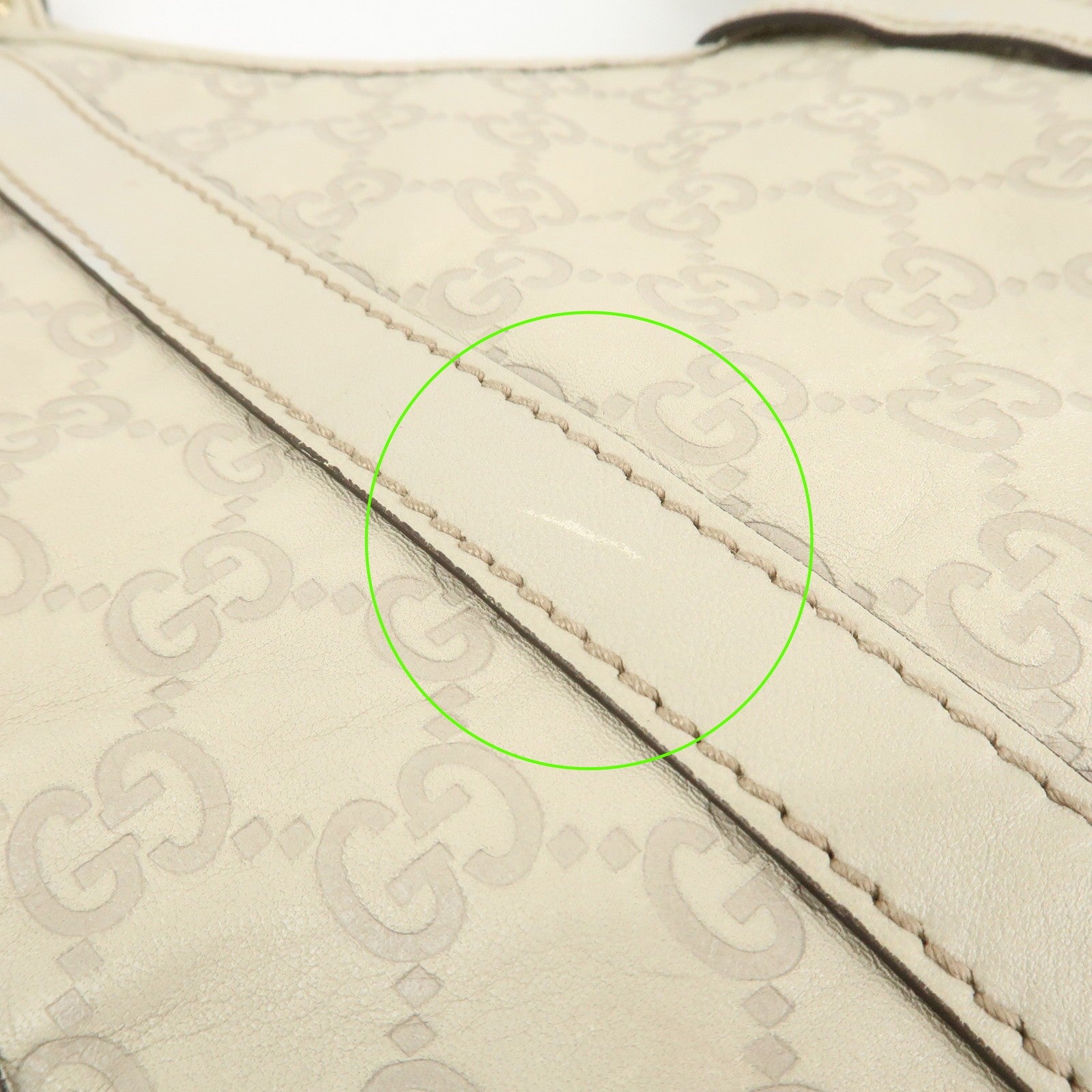 Gucci Guccissima Shoulder Hand Bag - Ivory, Leather 