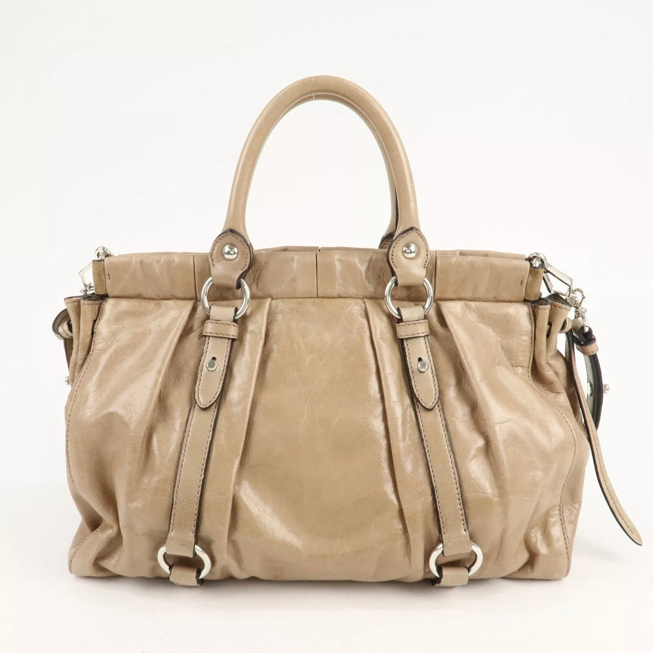 PRE ORDER! MIU MIU Leather Shoulder& Hand Bag Beige