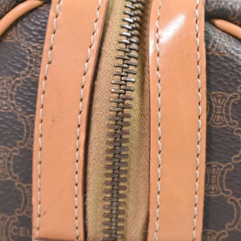 Celine Macadam PVC Boston Handbag Brown