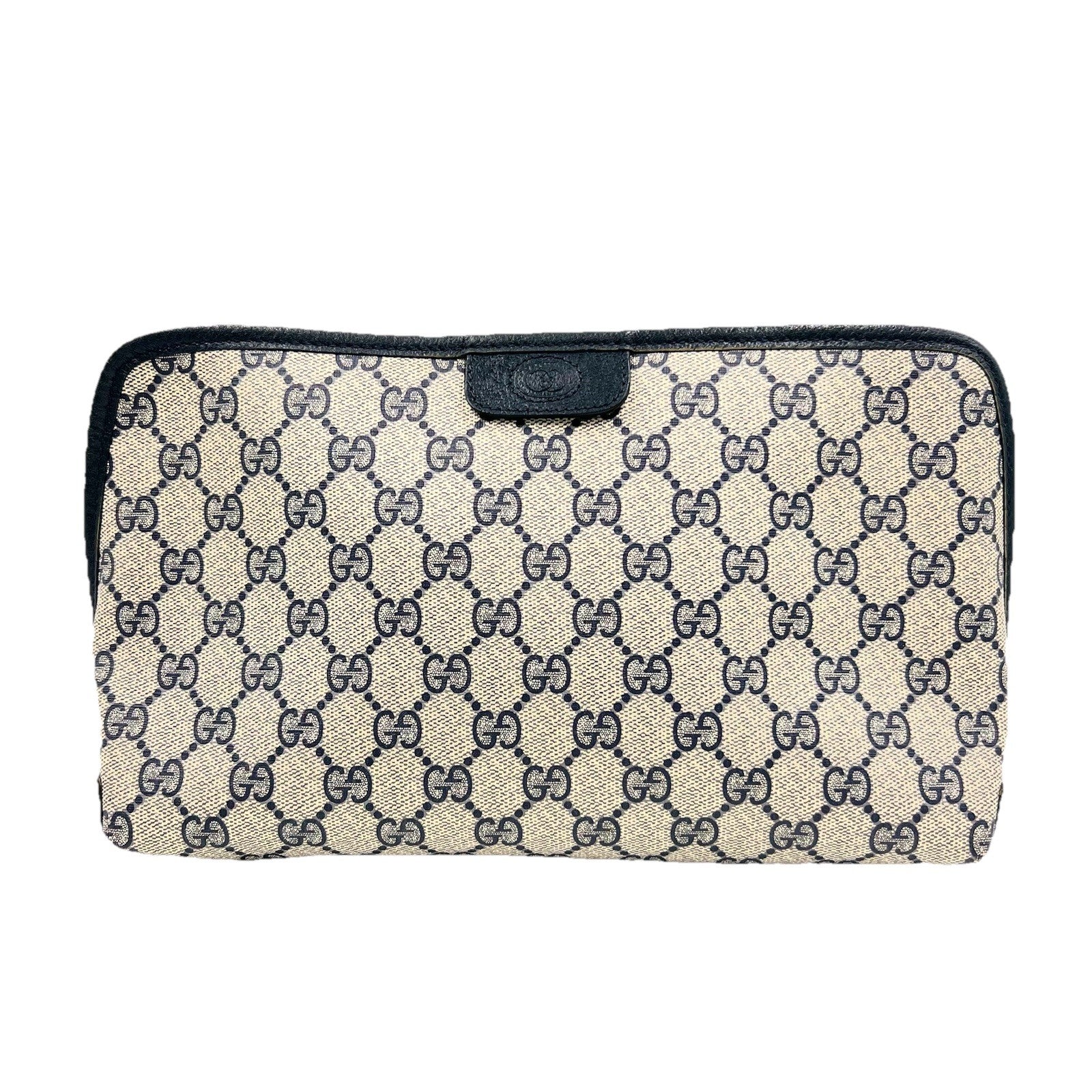 Gucci GG Supreme Clutch - Gold Navy, PVC Leather