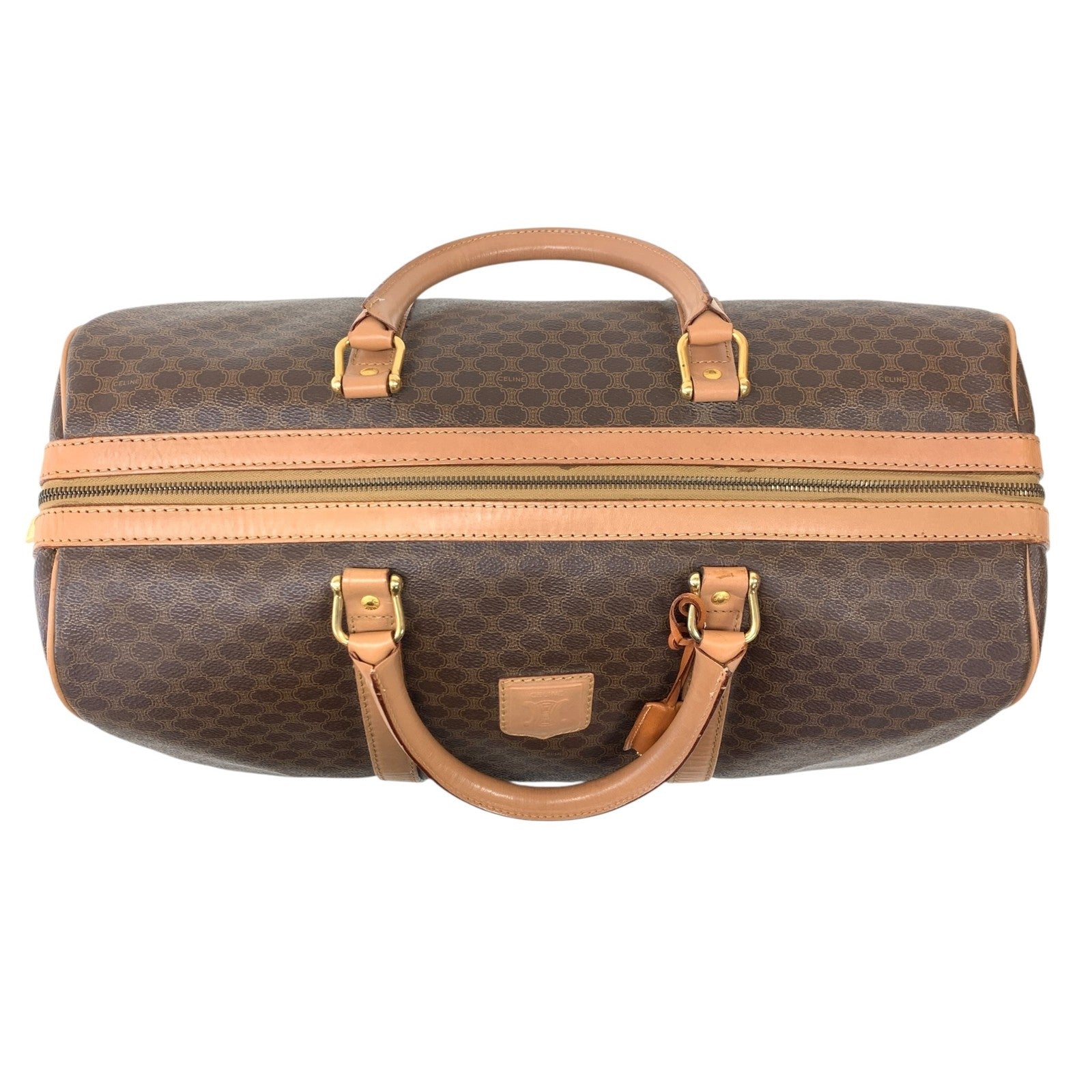 Celine Macadam Large Boston Bag - Brown Beige, Canvas
