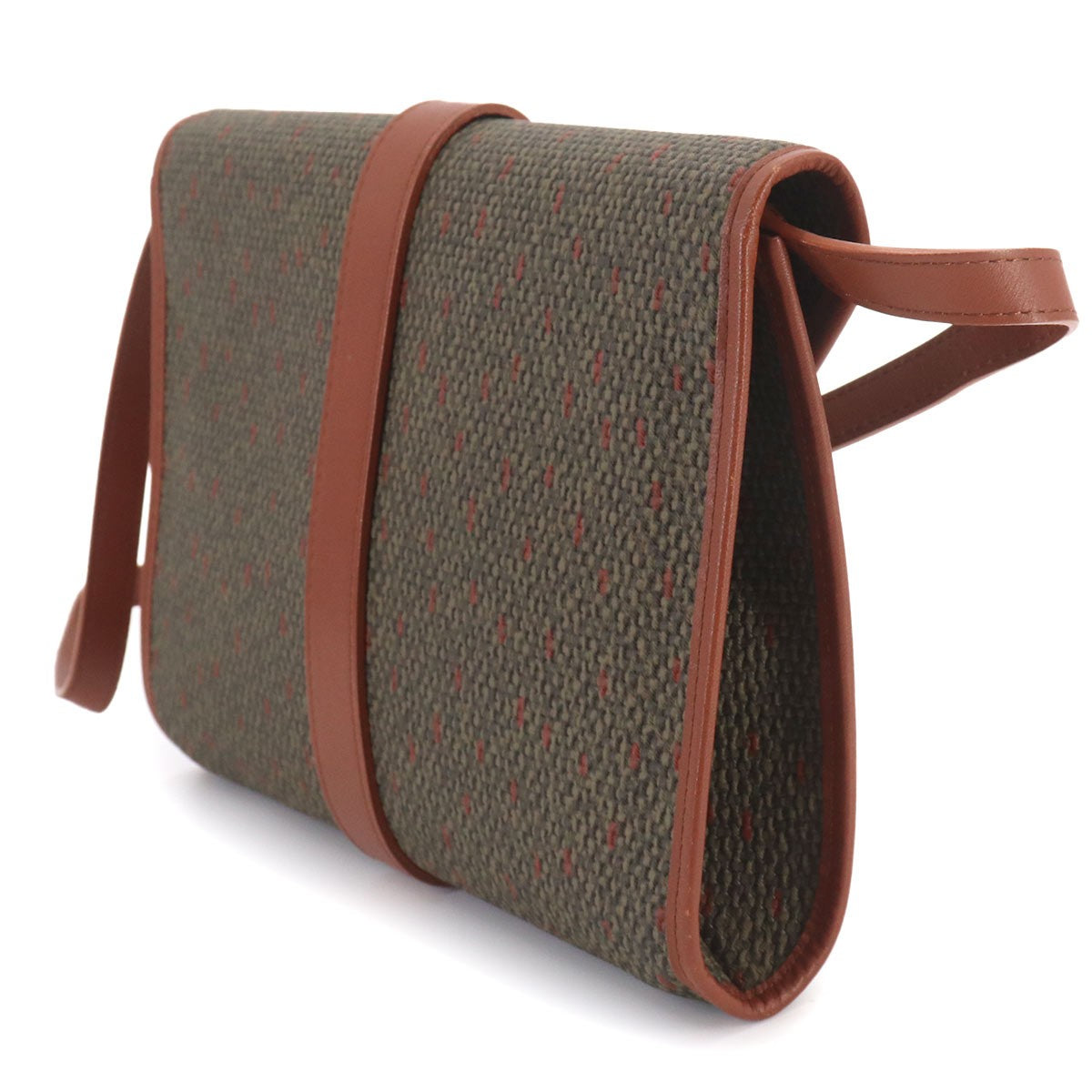 Yves Saint Laurent Shoulder Clutch Bag - Brown and Green, PVC and Leather