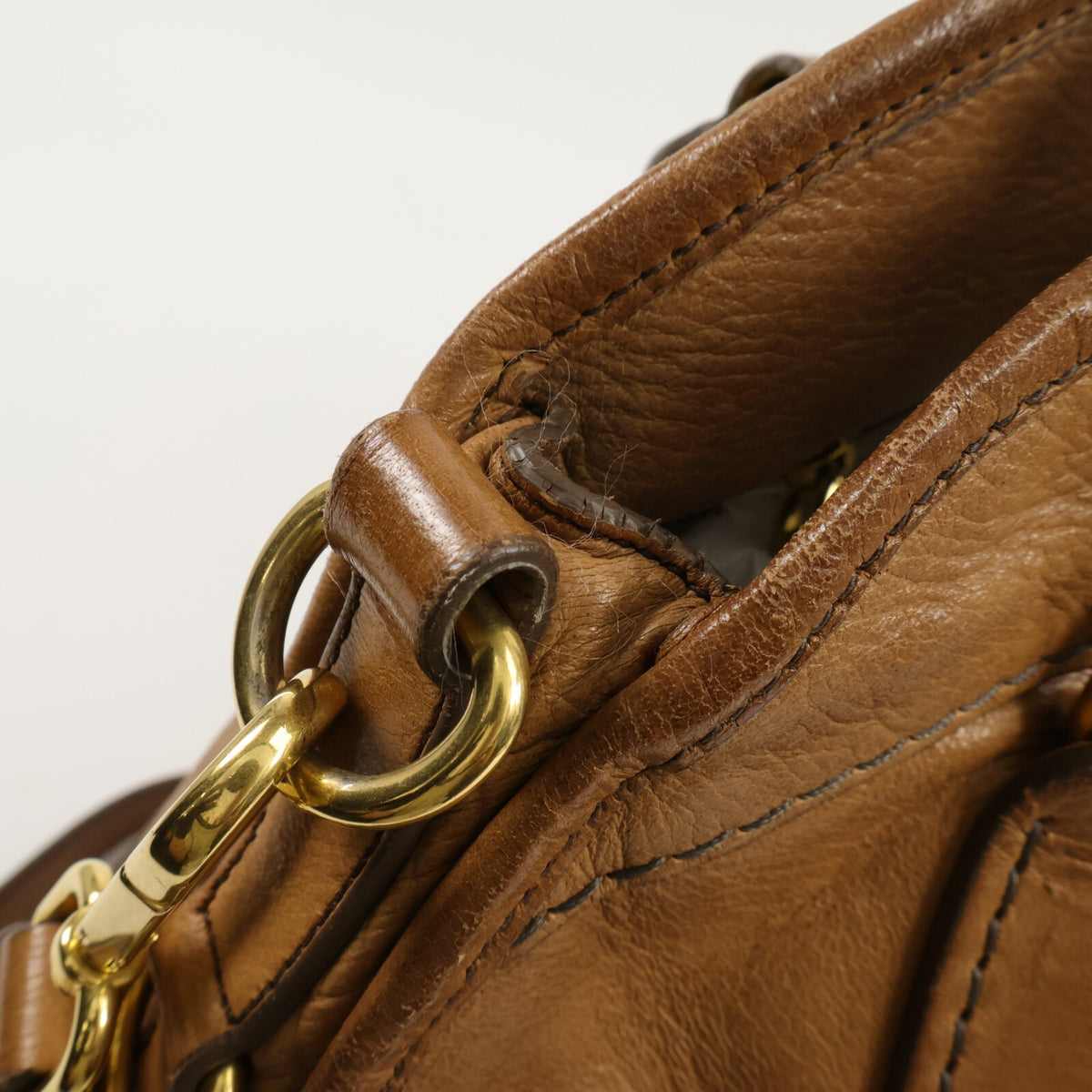 Prada Cervo Shine Bauletto Shoulder Bag - Brown, Deerskin Leather