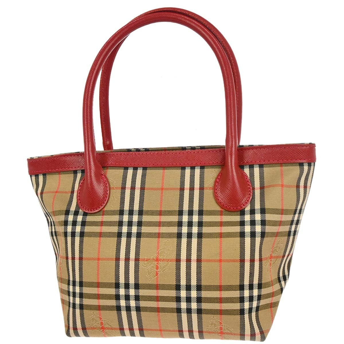 Burberrys House Check Tote Handbag - Beige Red, Canvas