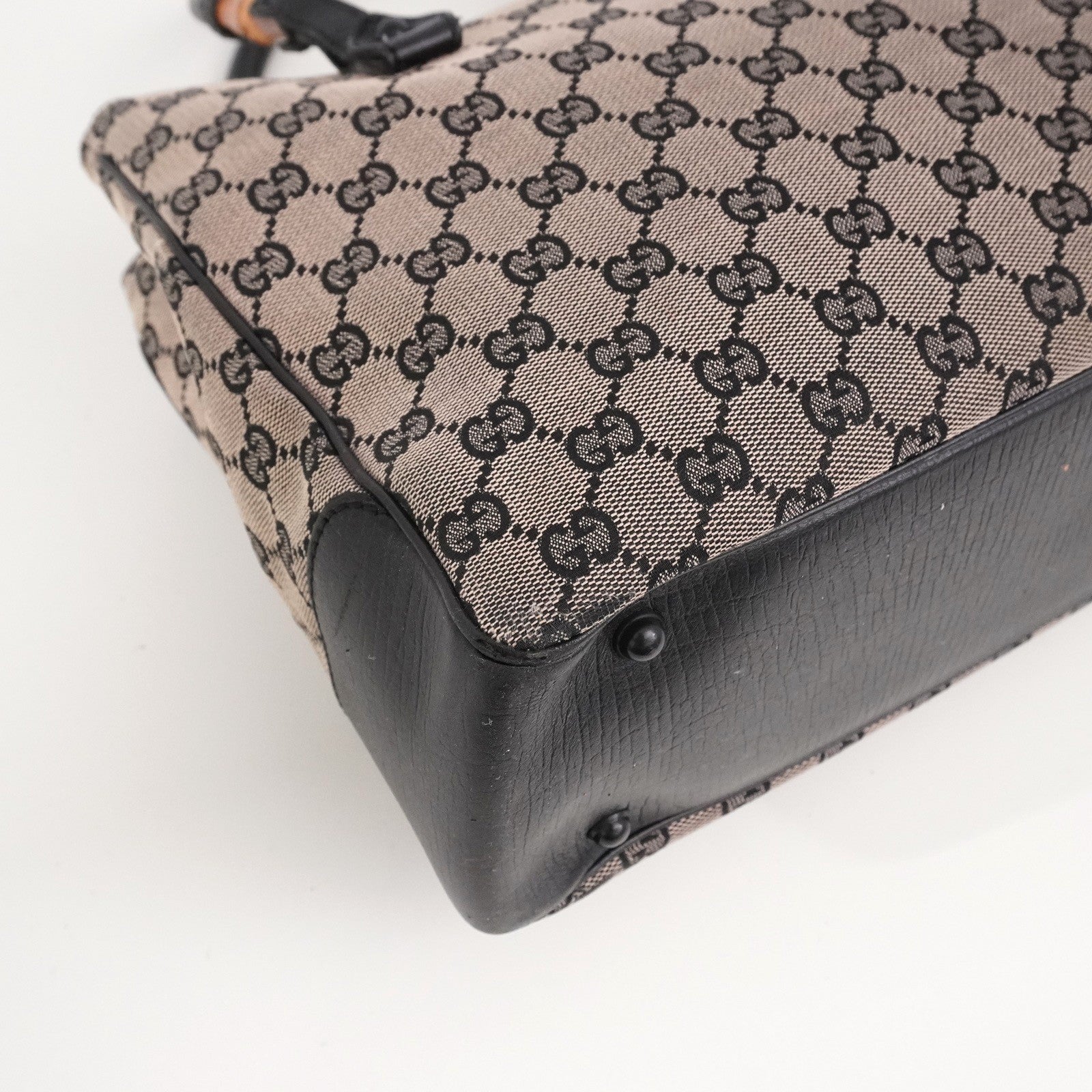 Gucci GG Canvas Bamboo 112526 Hand Bag - Brown, Canvas 