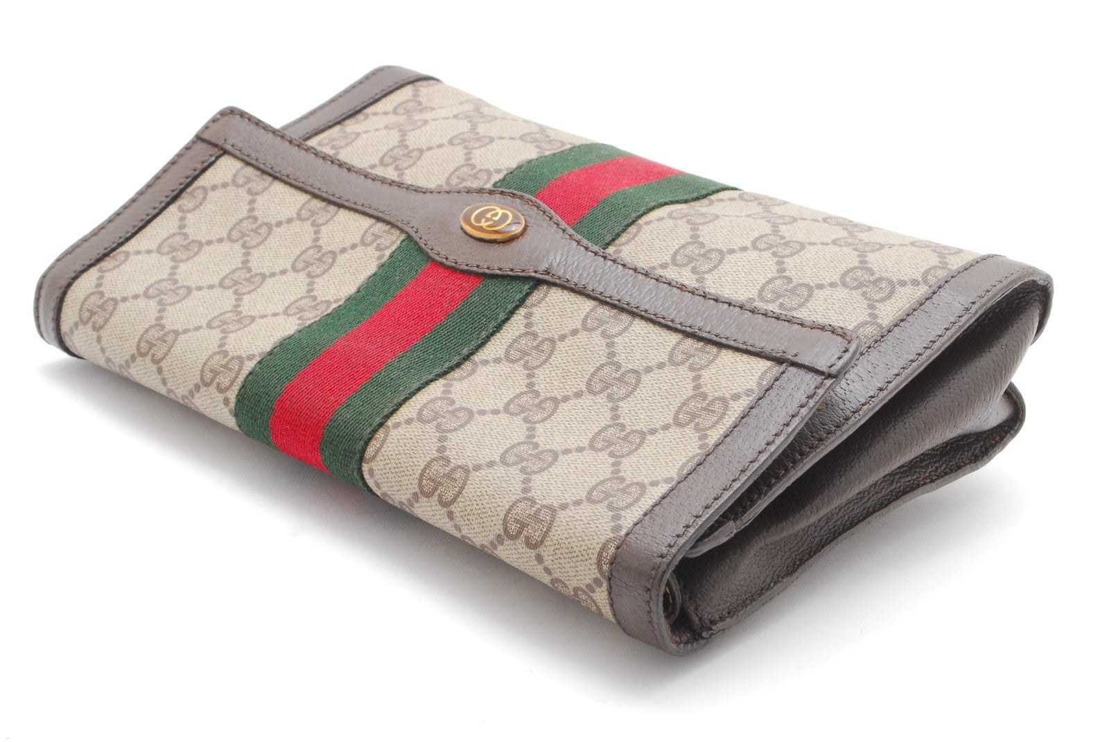 Gucci Sherry Clutch Bag - Beige, PVC Leather