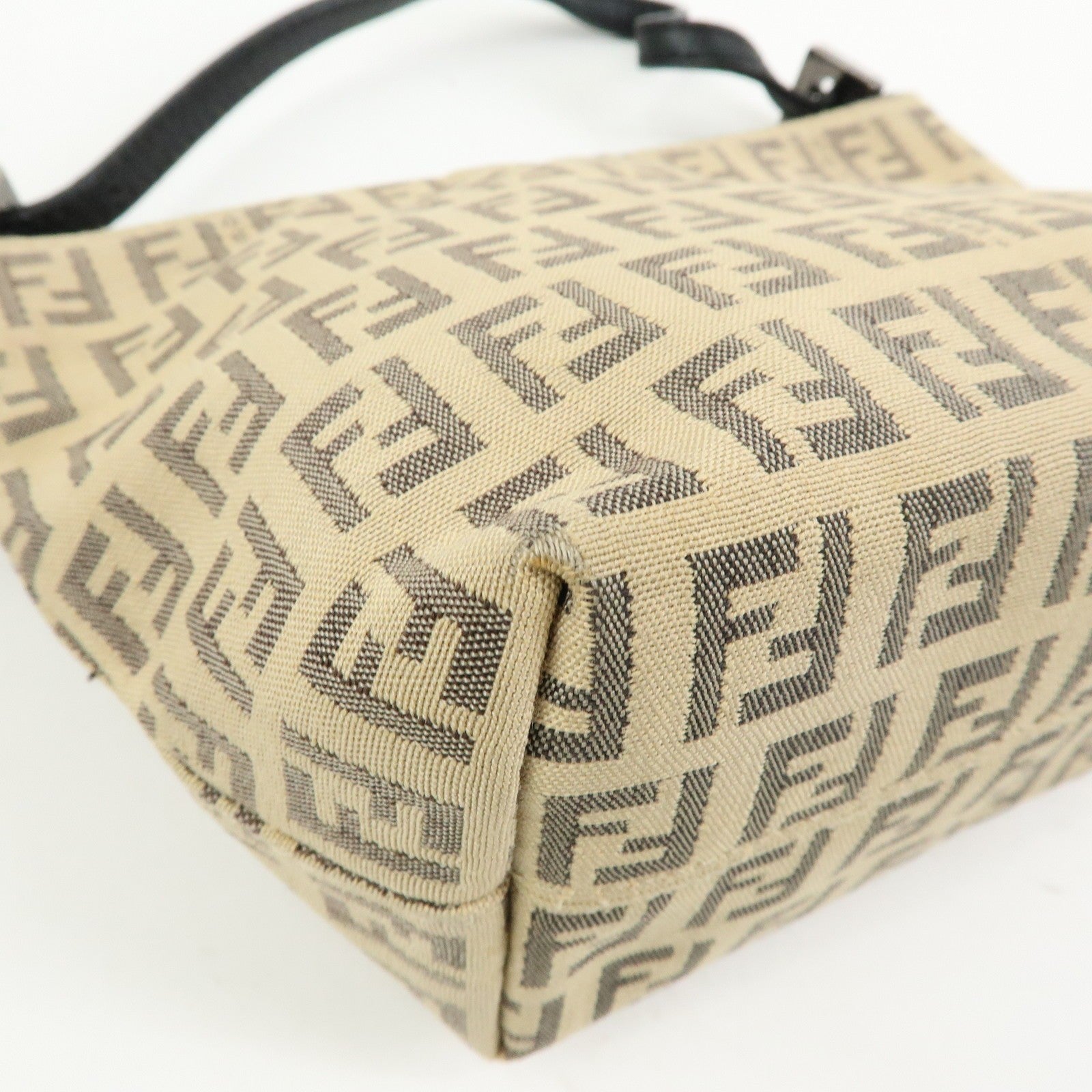 Fendi Hand Bag - Beige Black, Canvas Leather