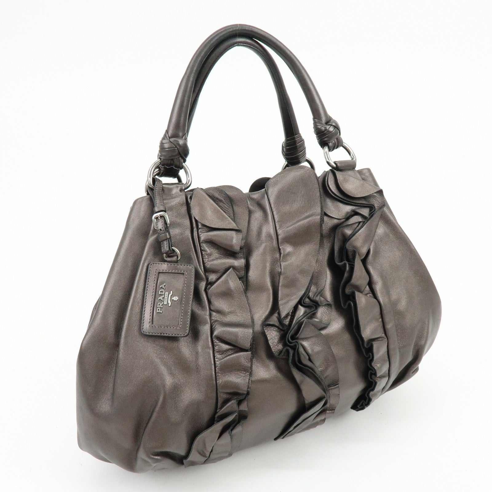 Prada Gathered Tote Bag - Brown, Nappa Leather