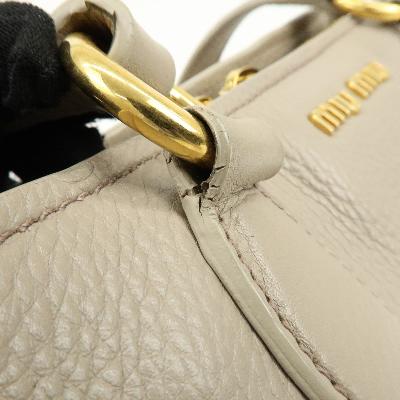 Miu Miu RN0757 Hand Bag - Beige, Leather