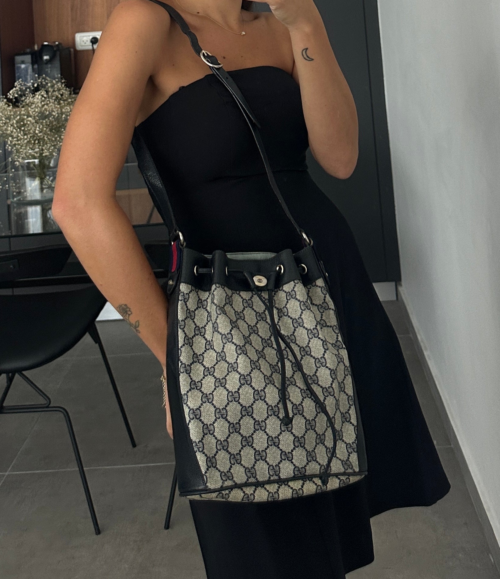 Bucket Bag Sherry Line PVC Leather Navy