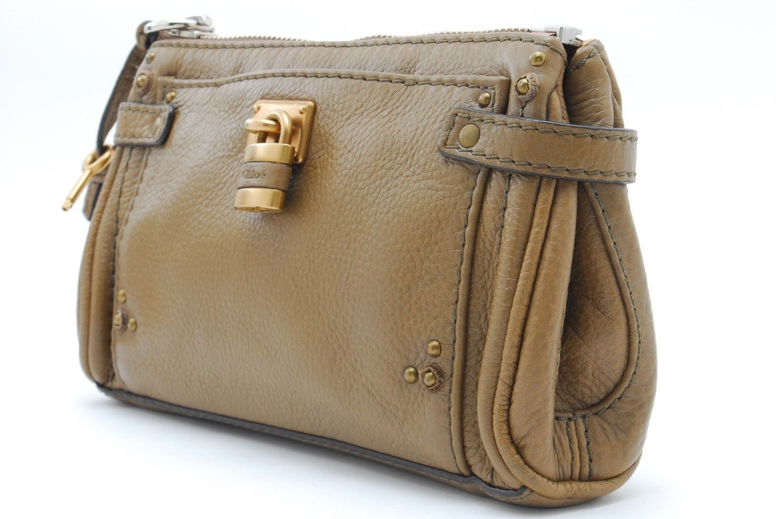 Chloé Paddington Pouch Clutch - Beige, Leather 