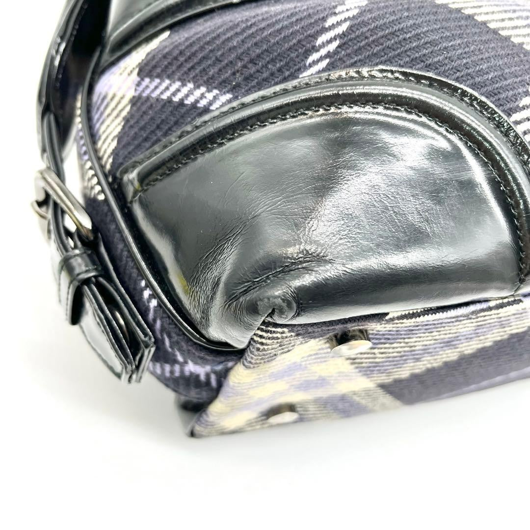 Burberry Blue Label Check Handbag Mini Boston Bag - Multicolor, Canvas, Leather