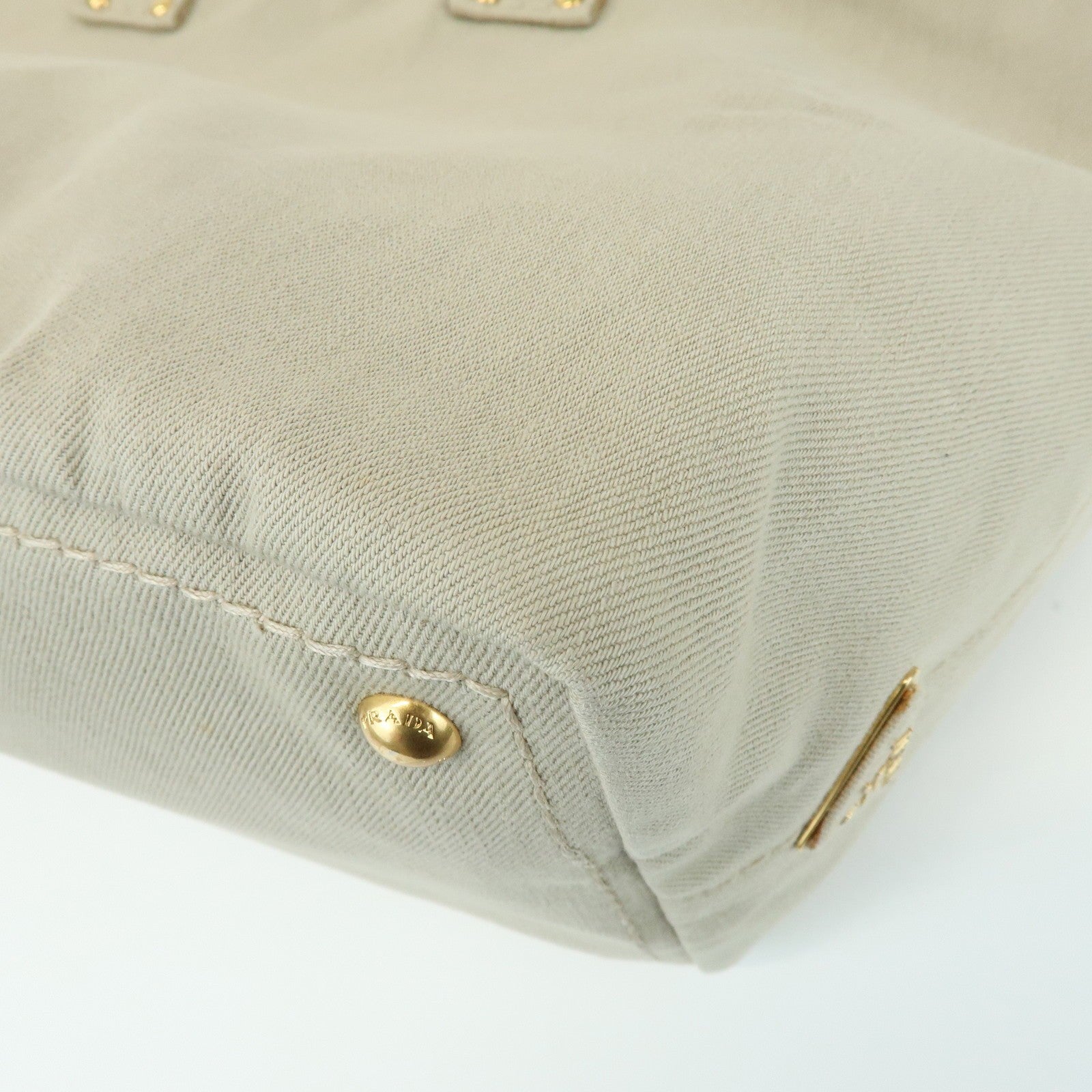 Prada Triangle Logo Tote Bag - Light Beige, Denim